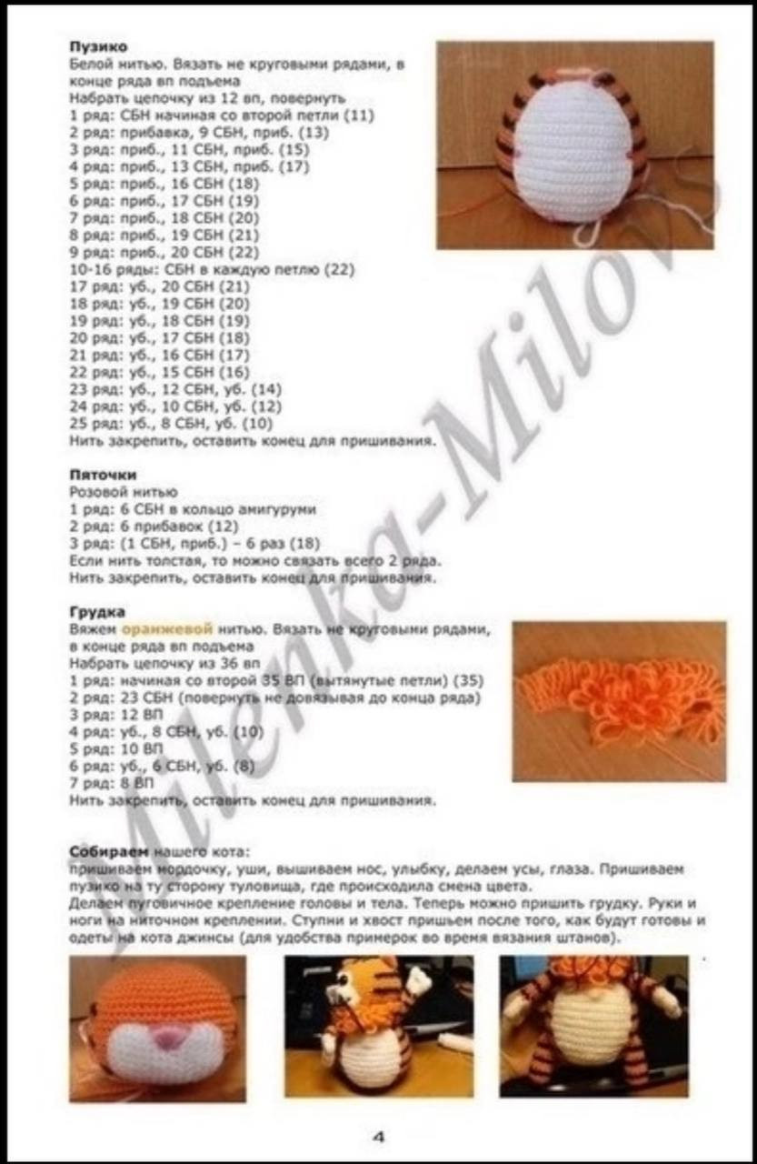 Схема вязания амигуруми Кот Василий от Milenka-Milovs