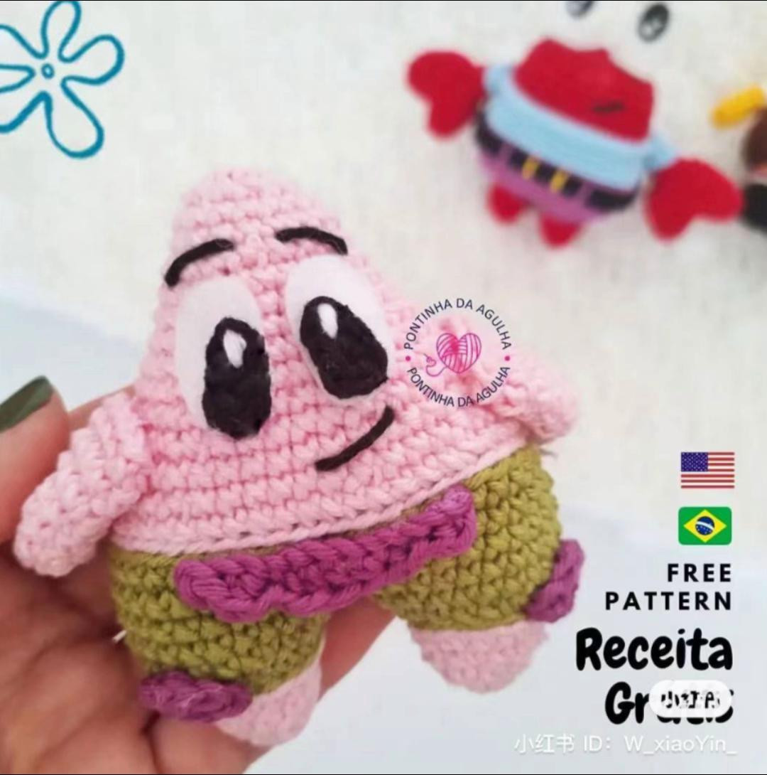 Схема вязания амигуруми Мини Патрик из губки Боба