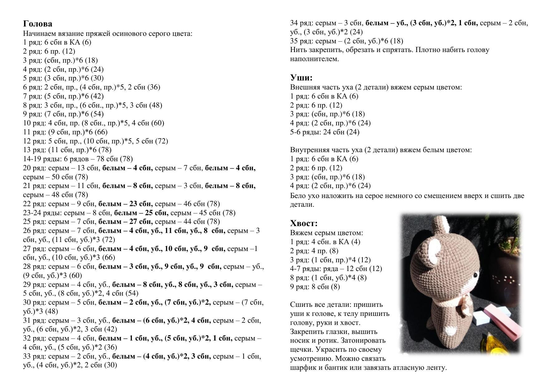 Схема вязания амигуруми мышонок от MouseHouse Handmade