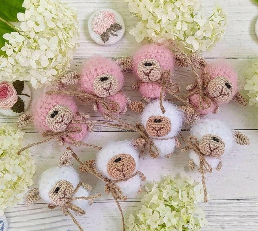 Схема вязания амигуруми пухленькая овечка розовая и белая