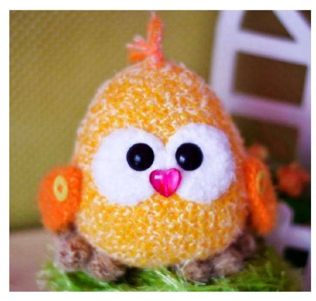 Схема вязания амигуруми цыплёнок с сердечком на носу
