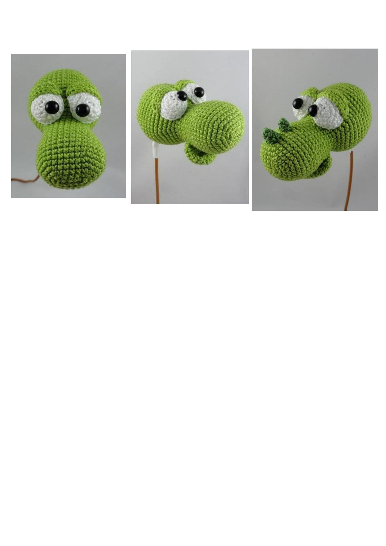 Схема вязания амигуруми: Зеленый трехголовый дракон с пошаговыми инструкциями