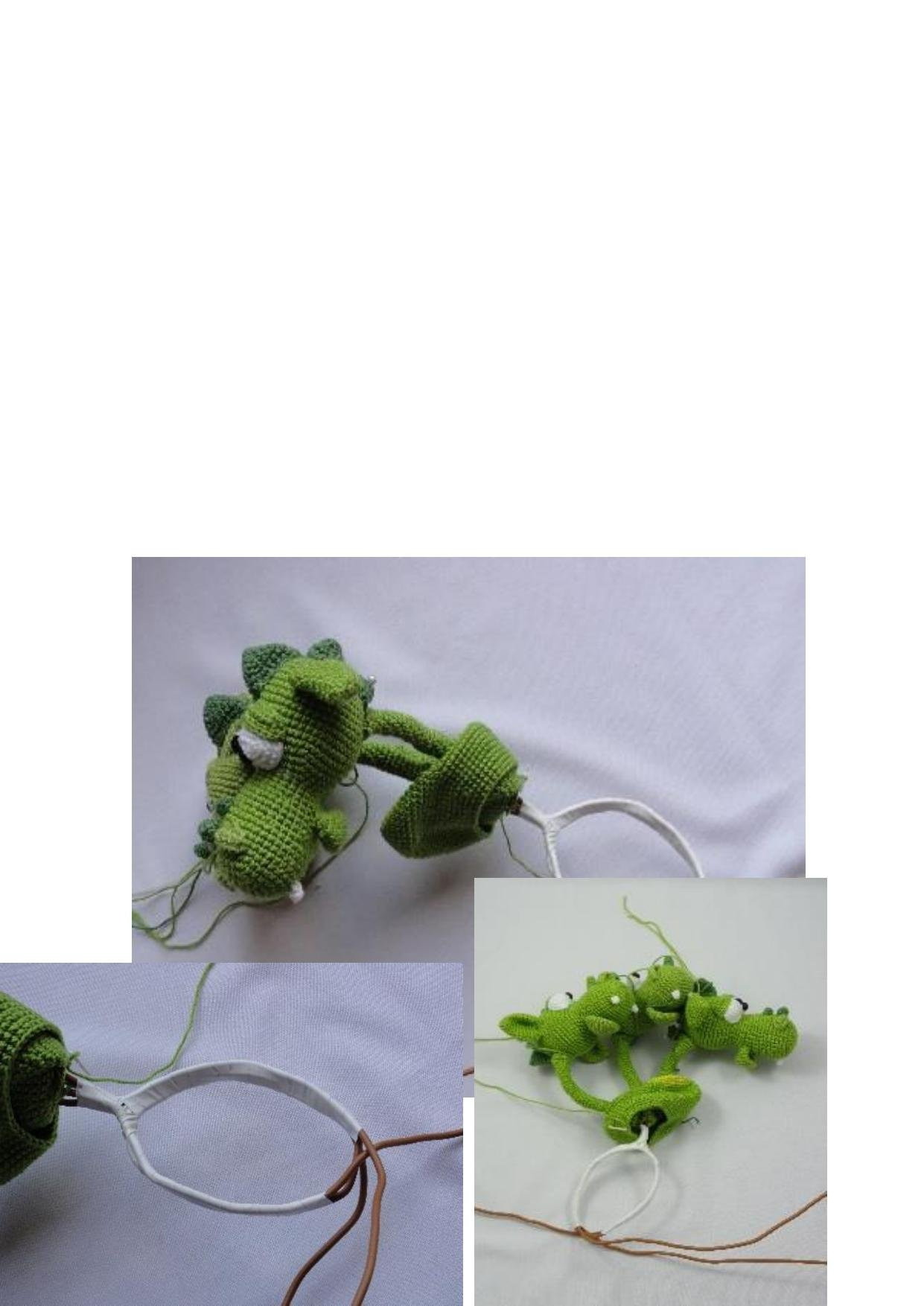 Схема вязания амигуруми: Зеленый трехголовый дракон с пошаговыми инструкциями