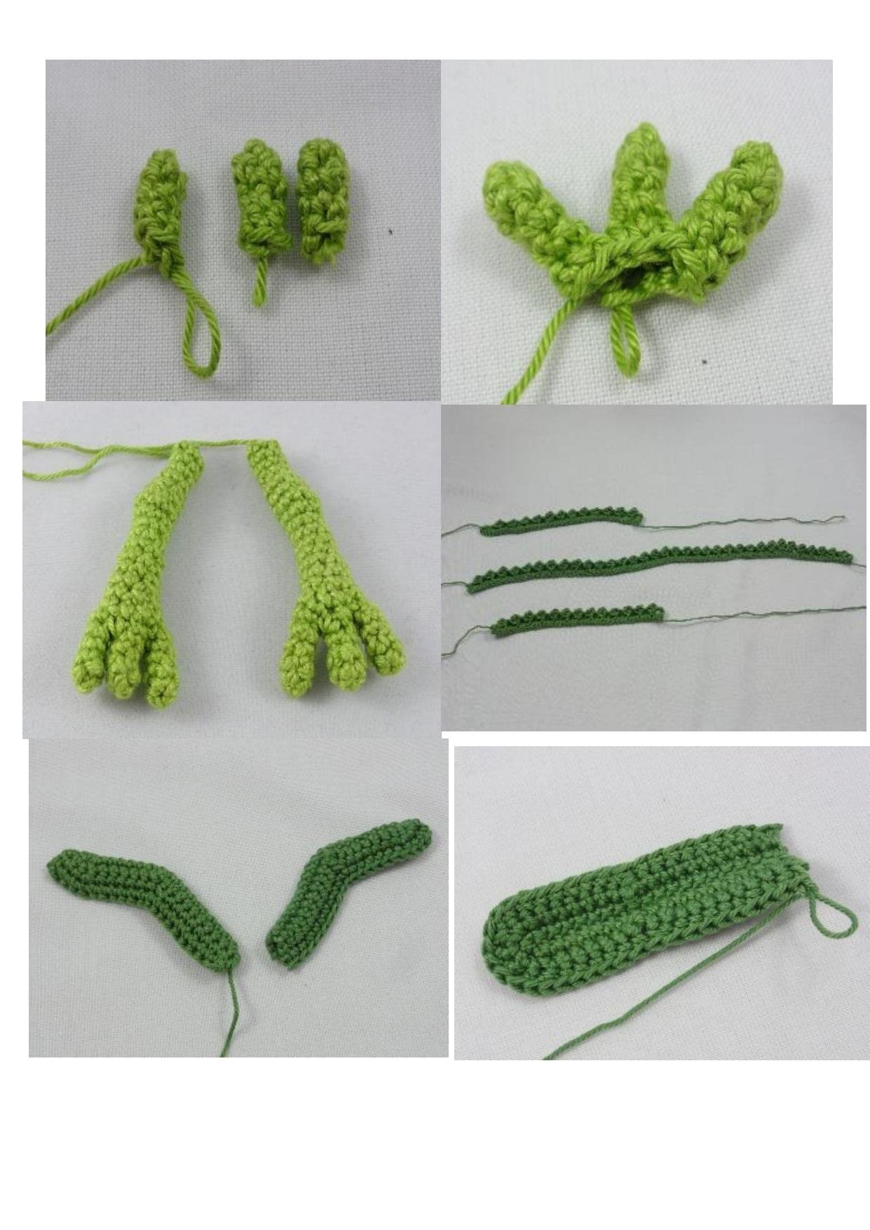 Схема вязания амигуруми: Зеленый трехголовый дракон с пошаговыми инструкциями