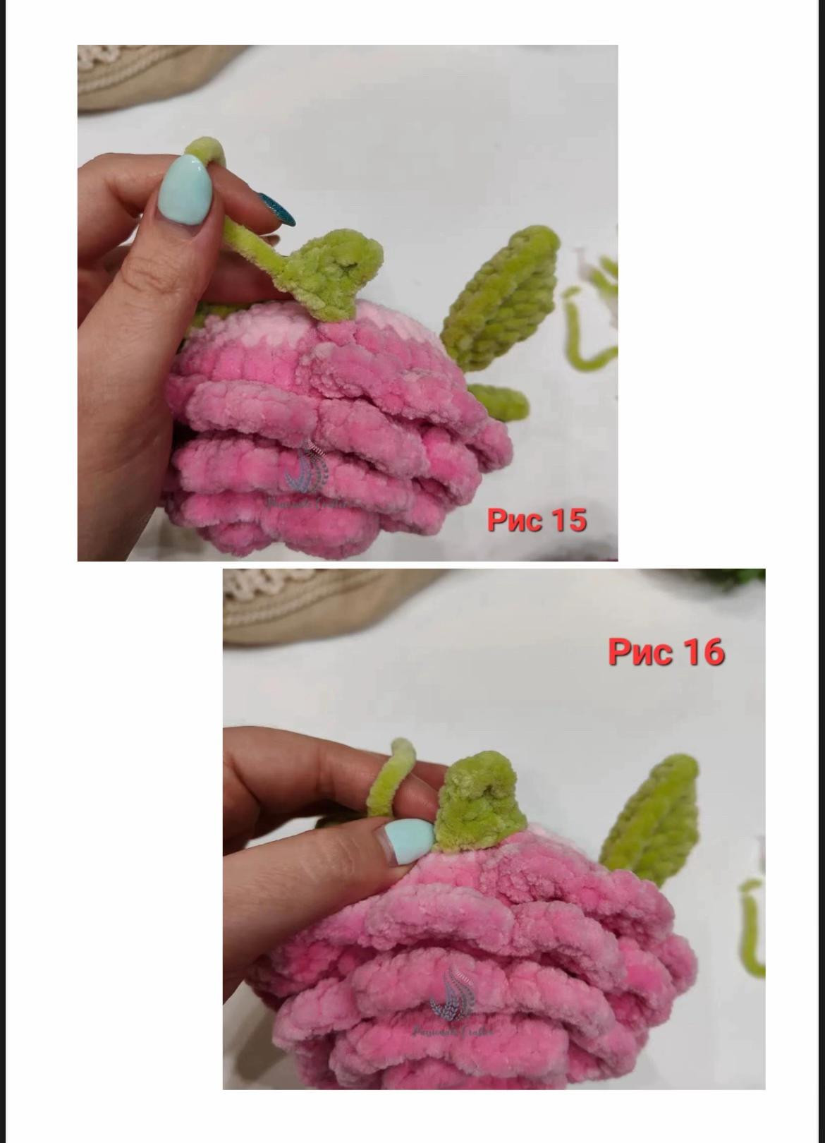 Схема вязания черепашки амигуруми с розой