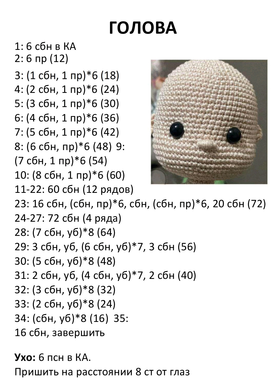 Схема вязания куклы амигуруми с длинными волосами и сумочкой