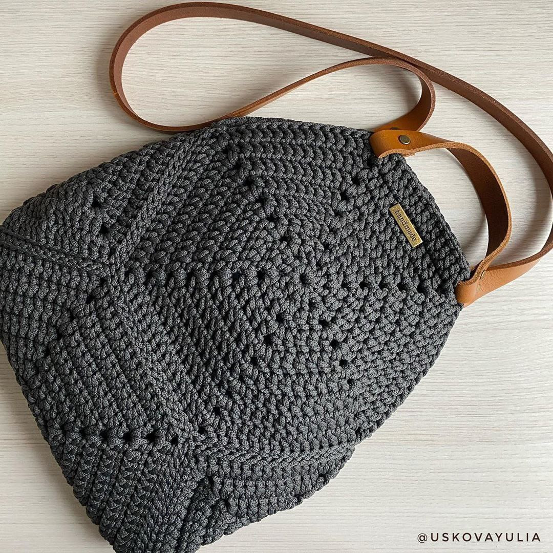 Схема вязания сумки крючком из шнура