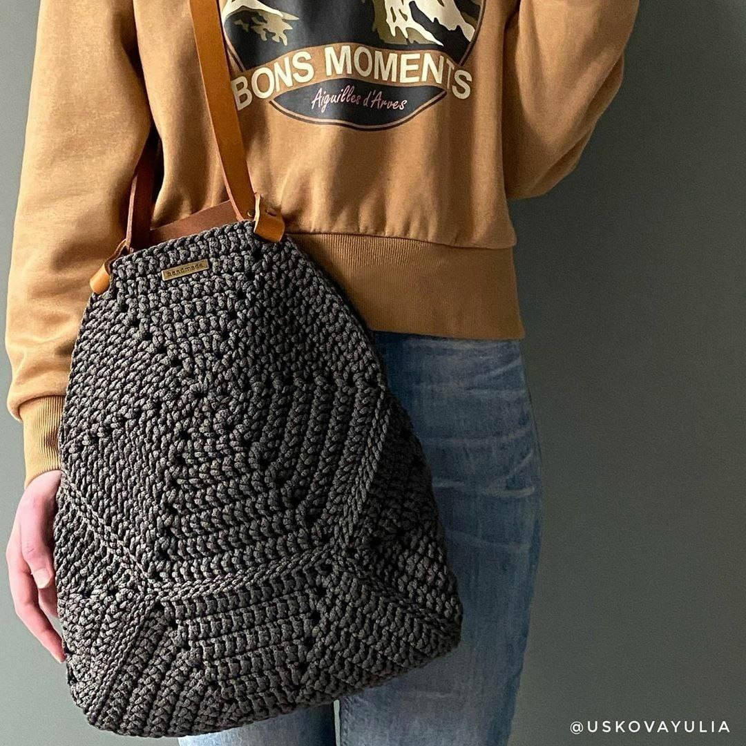 Схема вязания сумки крючком из шнура