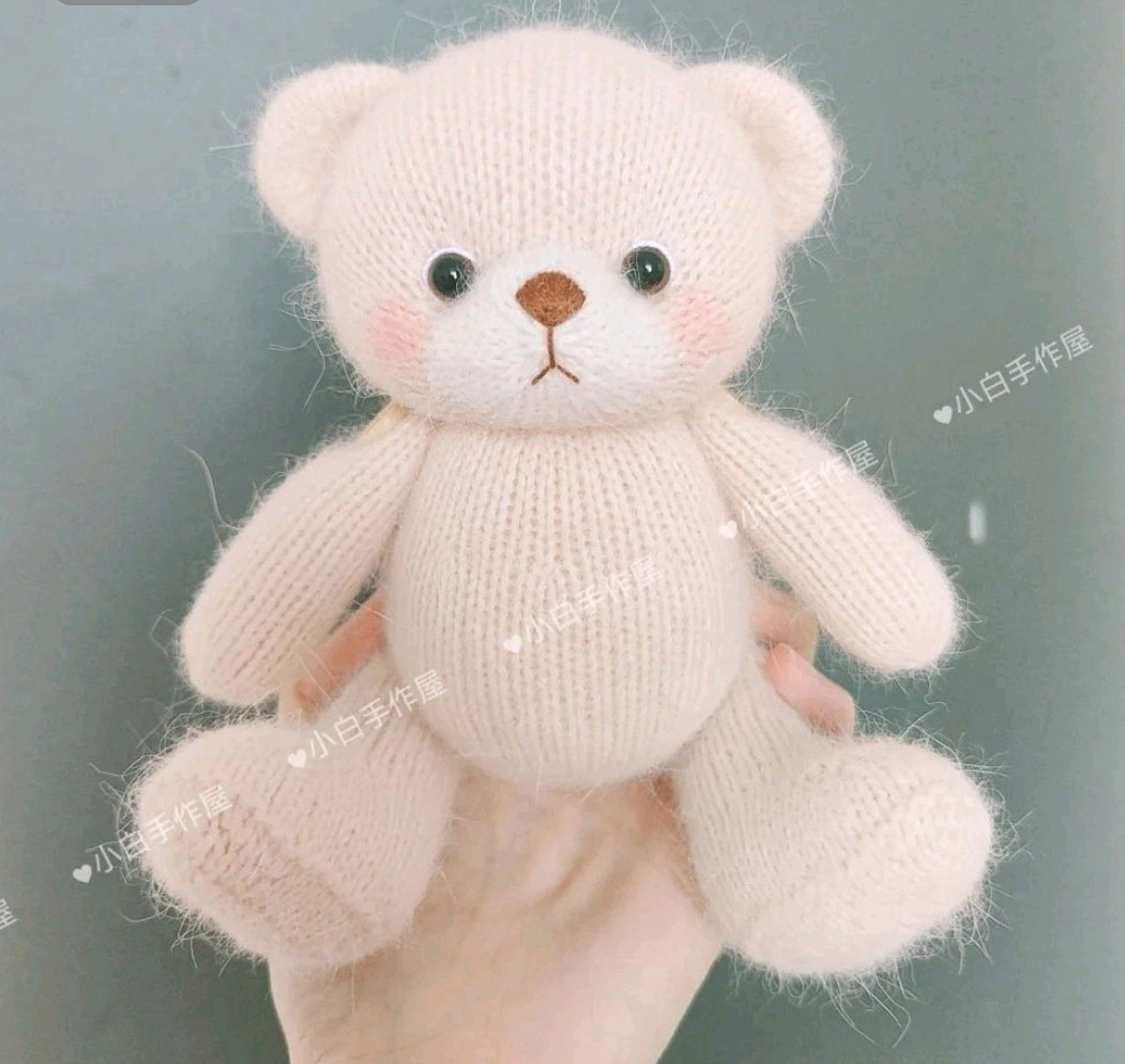 Схема вязания светлого плюшевого медвежонка спицами