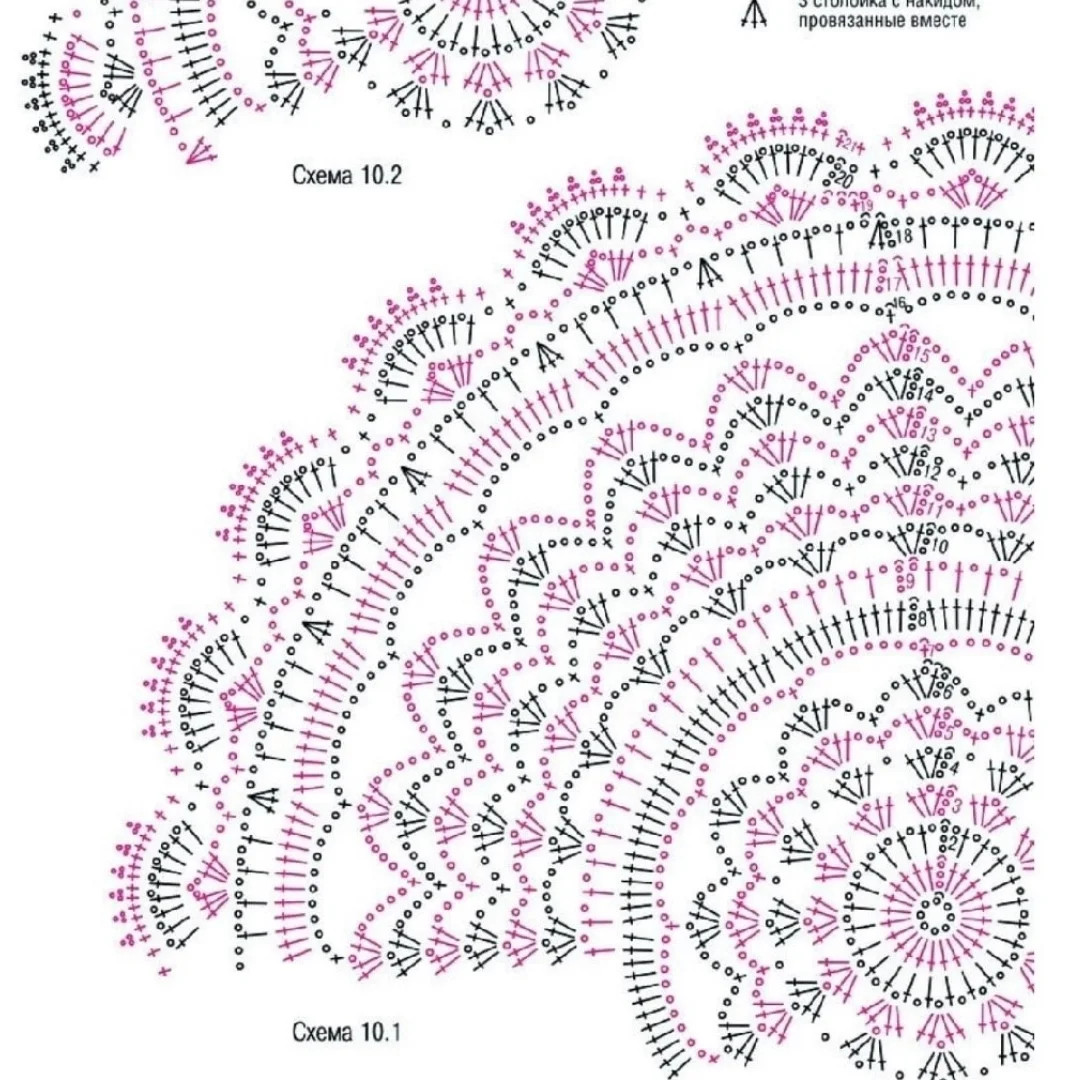 Схемы вязания ажурных салфеток крючком, цветные примеры и инструкции