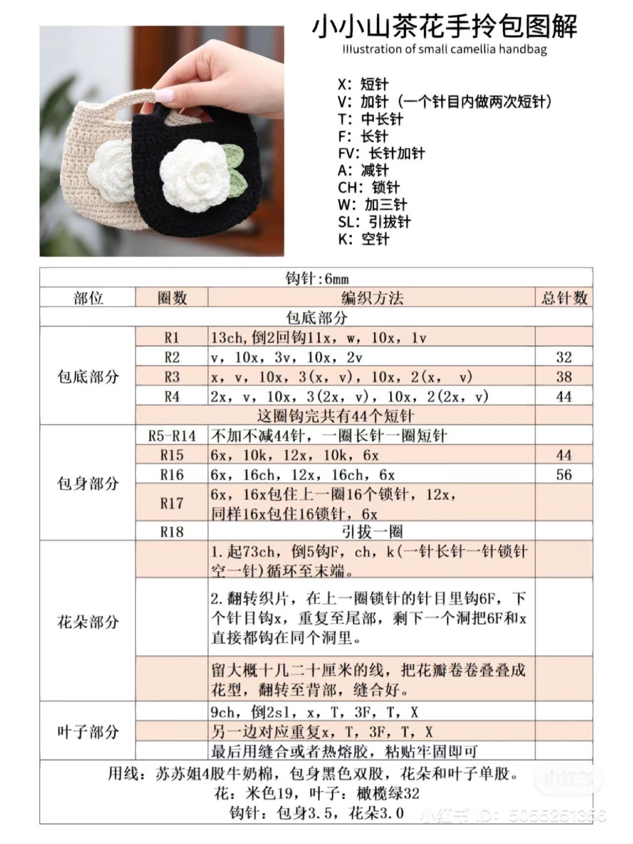 Small Camellia Handbag Crochet Pattern Tutorial