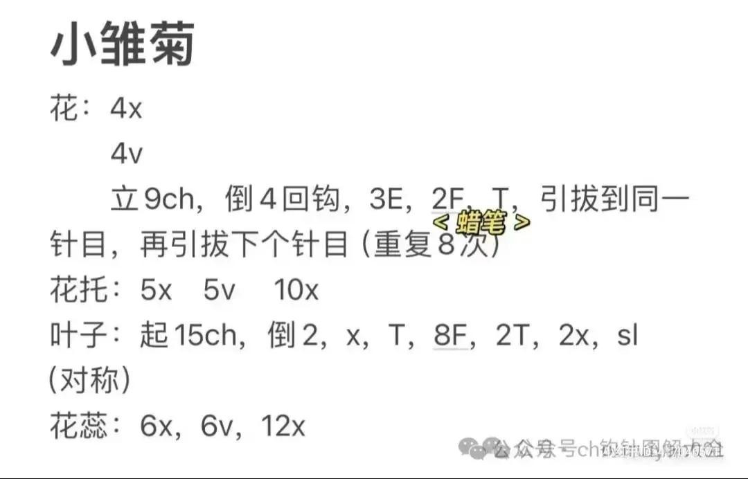 Small Chrysanthemum Crochet Pattern Chart