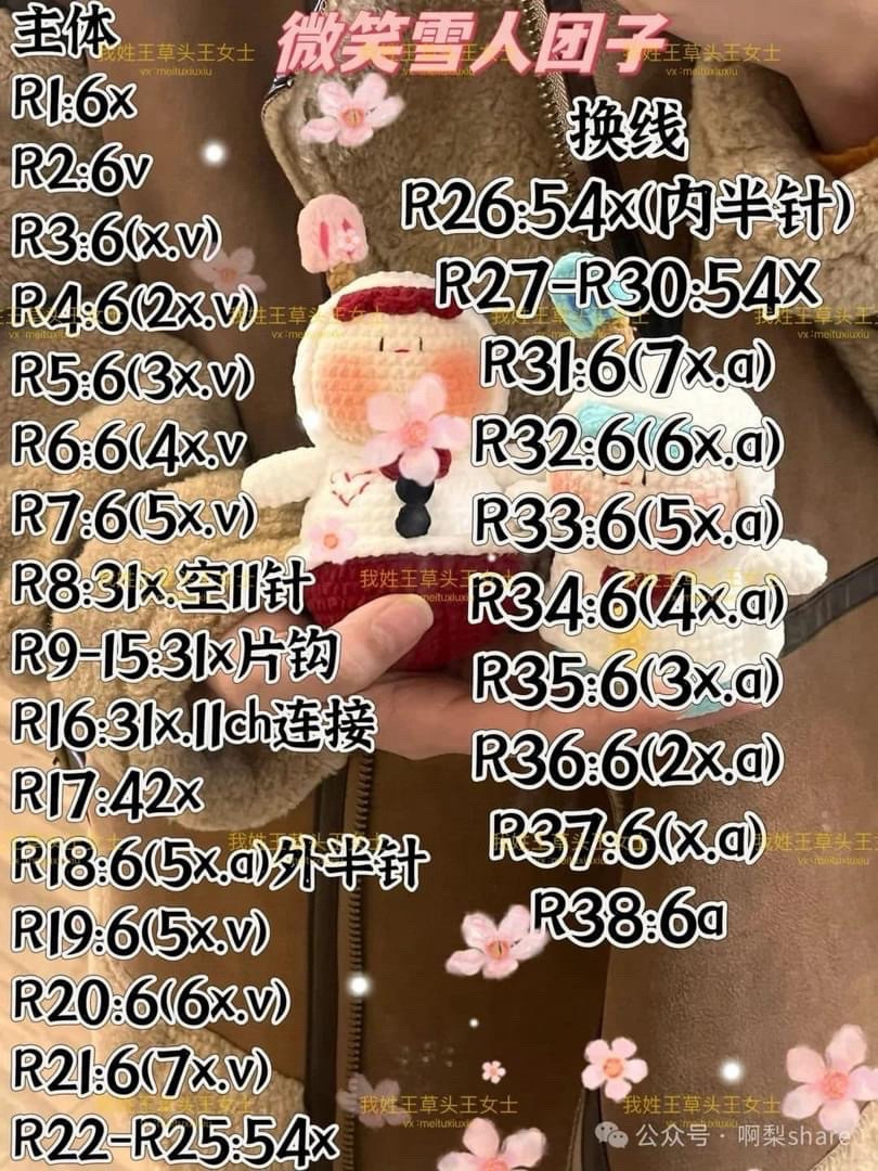 Smiling Snowman Dumpling Crochet Pattern