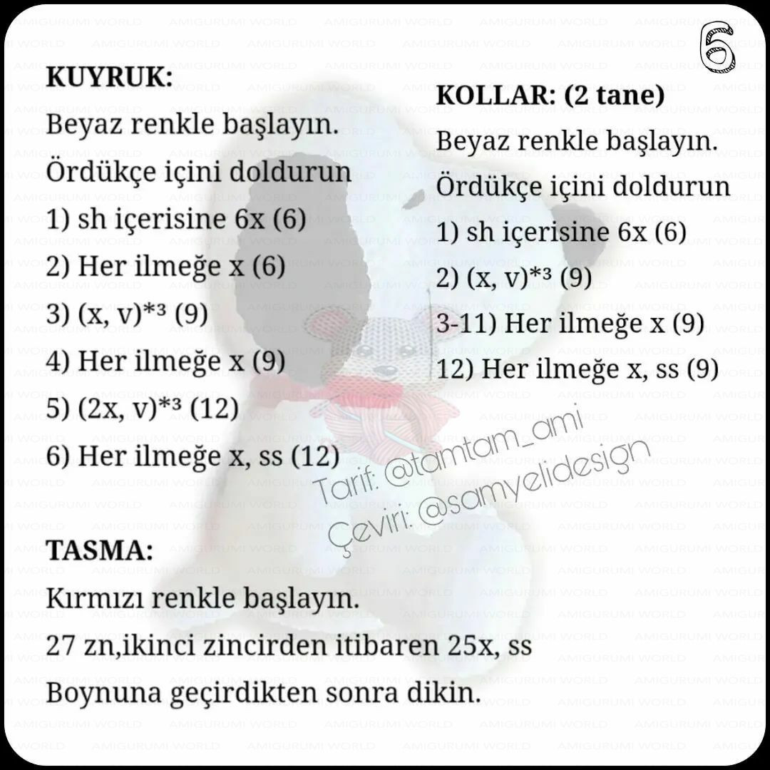 Snoopy Ücretsiz Amigurumi Tarifi - Tamamlanmış Örgü Şablonu ve Malzemeler Listesi