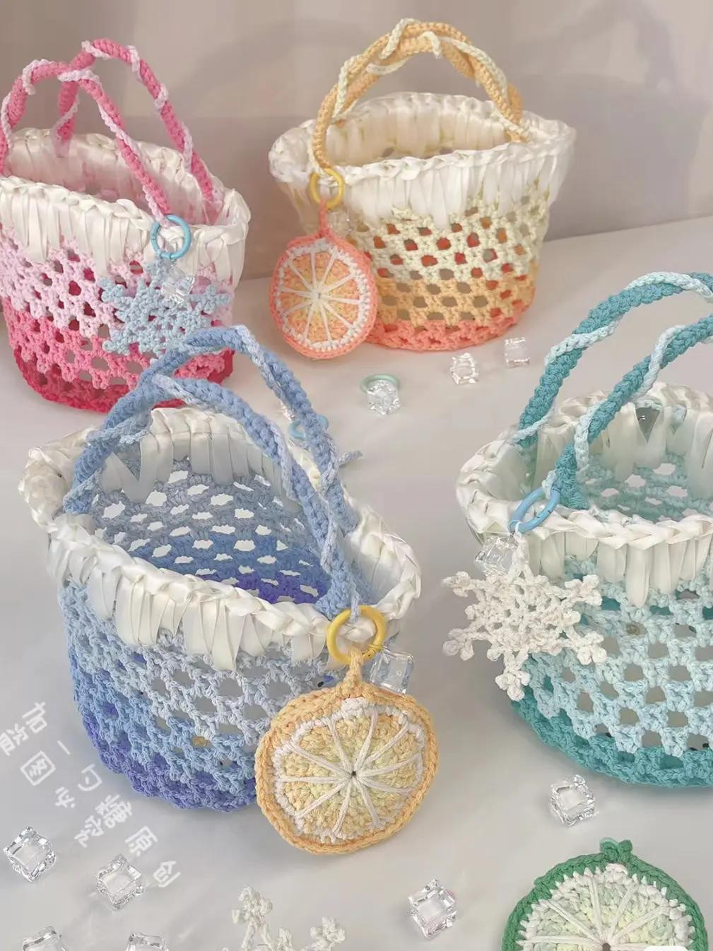 Snow Top Series Crochet Bag Pattern Chart with Ribbon Trim and Citrus Charm