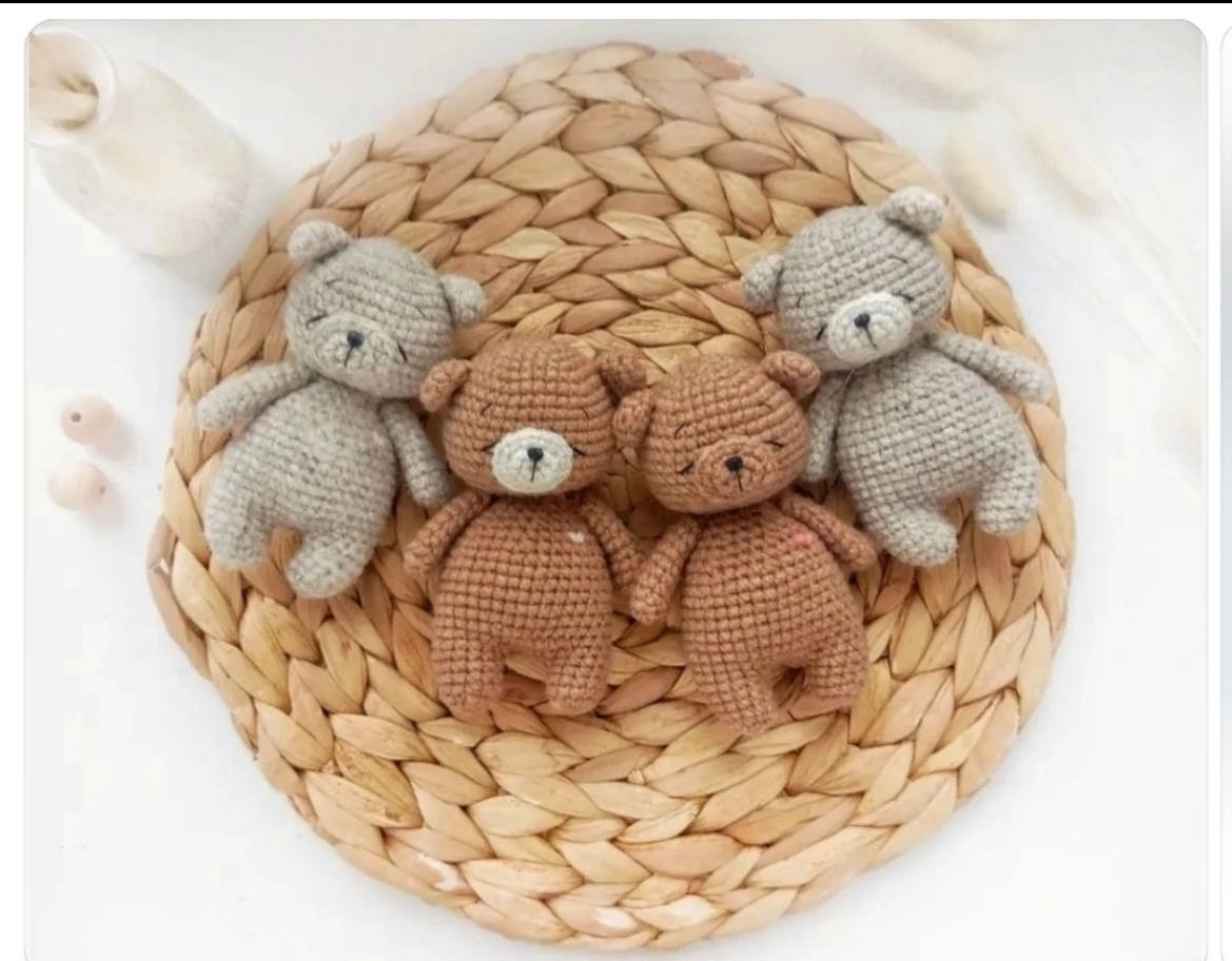 Sơ đồ hướng dẫn móc len búp bê Thỏ và Gấu (Amigurumi) bằng tiếng Nga