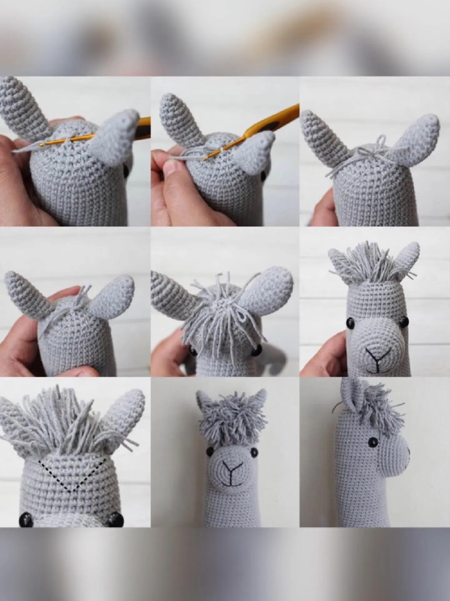 Sơ đồ móc len Alpaca màu xám với quần nâu