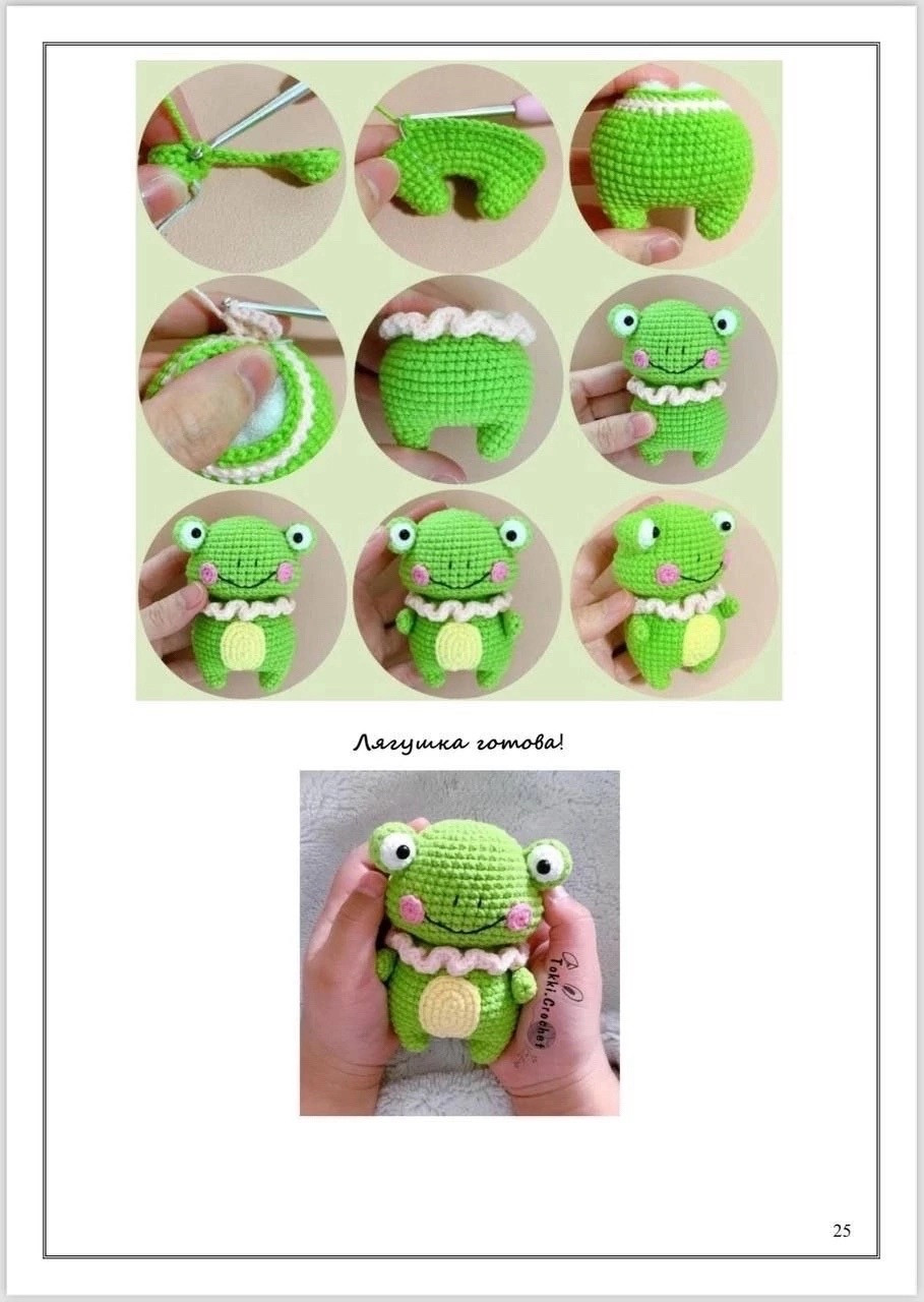 Sơ đồ móc len búp bê ếch xanh Tokki.Crochet