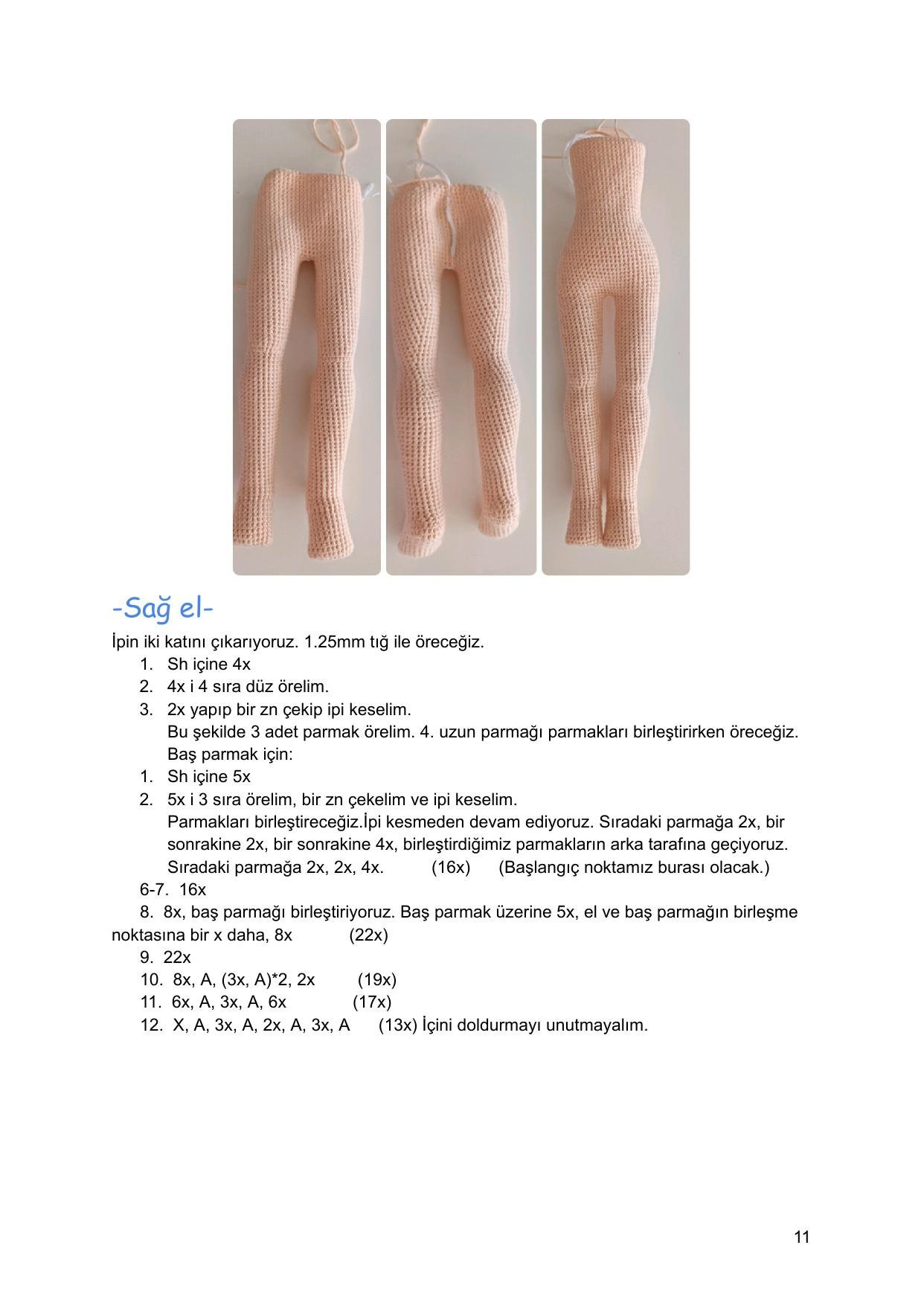 Sơ đồ móc len búp bê Kìraz với chó con, mặc áo đỏ quần xanh