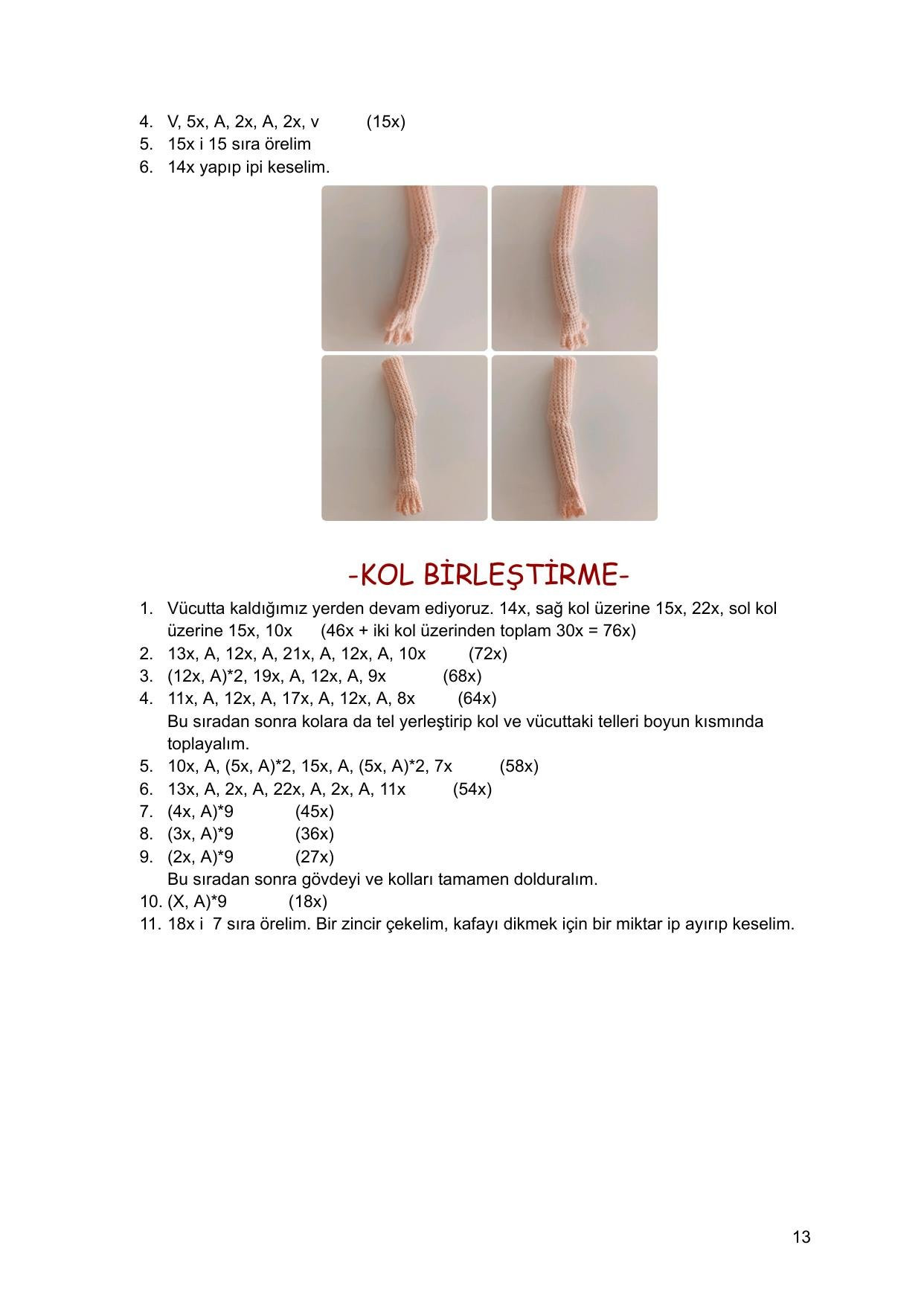 Sơ đồ móc len búp bê Kìraz với chó con, mặc áo đỏ quần xanh