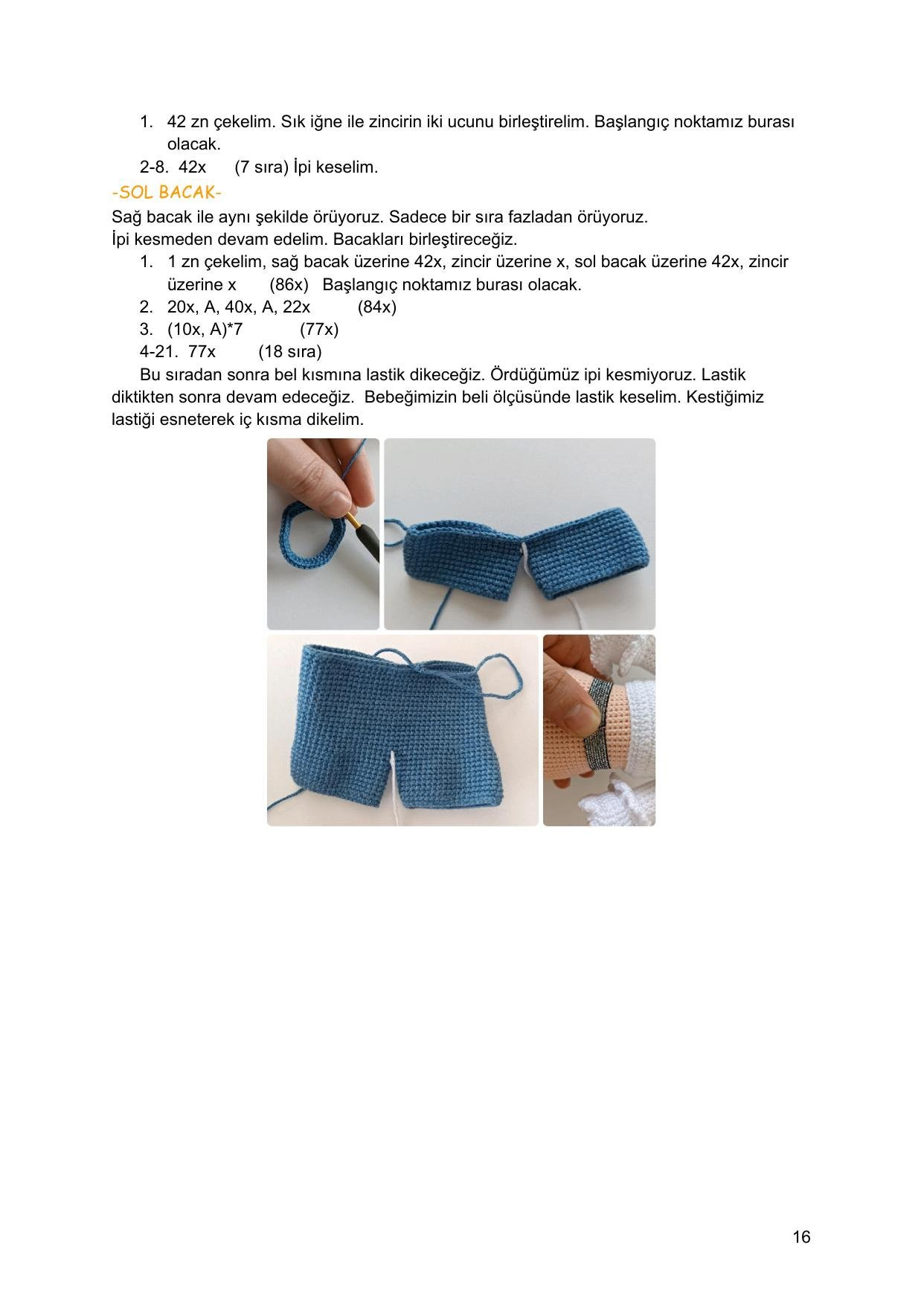 Sơ đồ móc len búp bê Kìraz với chó con, mặc áo đỏ quần xanh