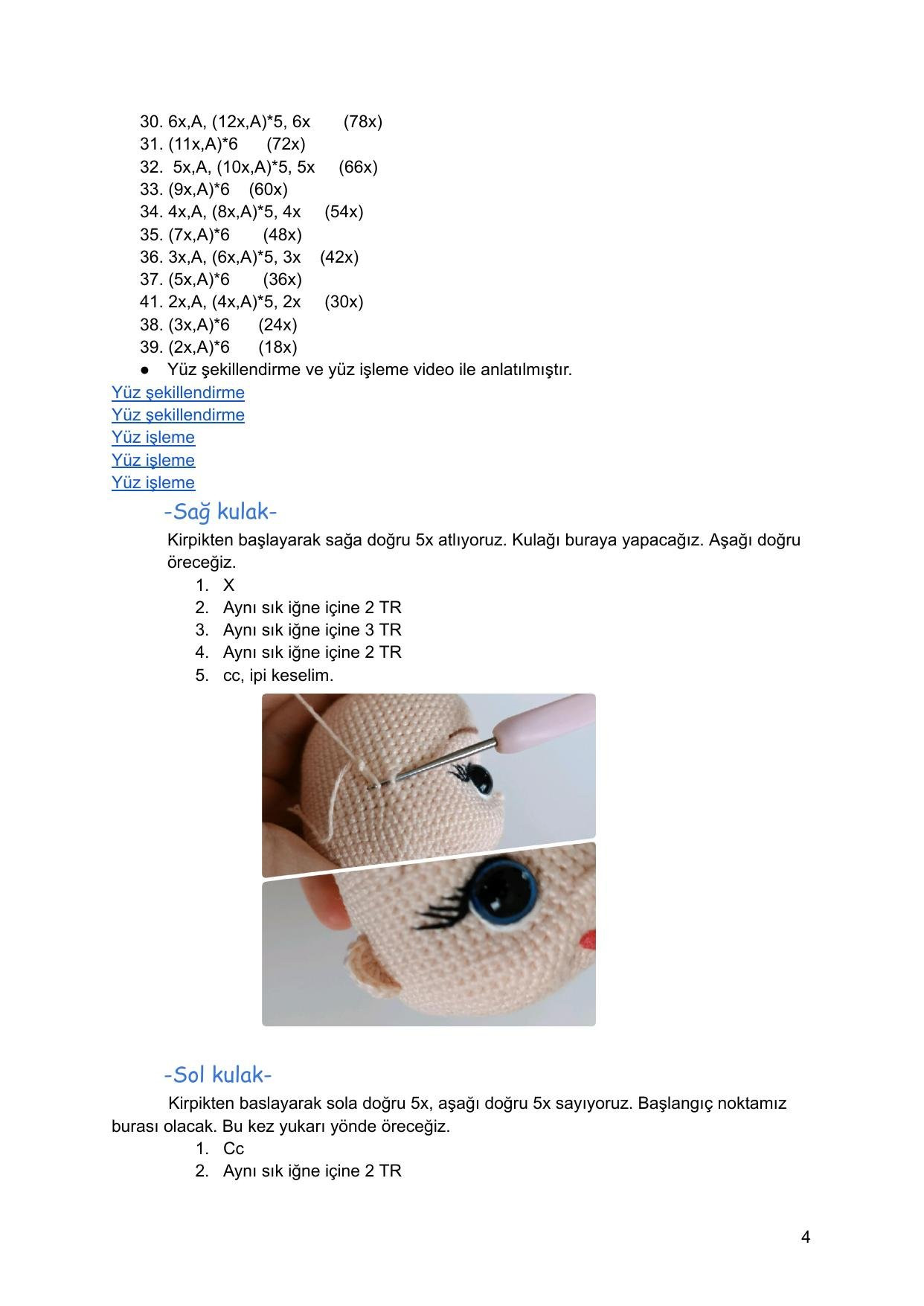 Sơ đồ móc len búp bê Kìraz với chó con, mặc áo đỏ quần xanh