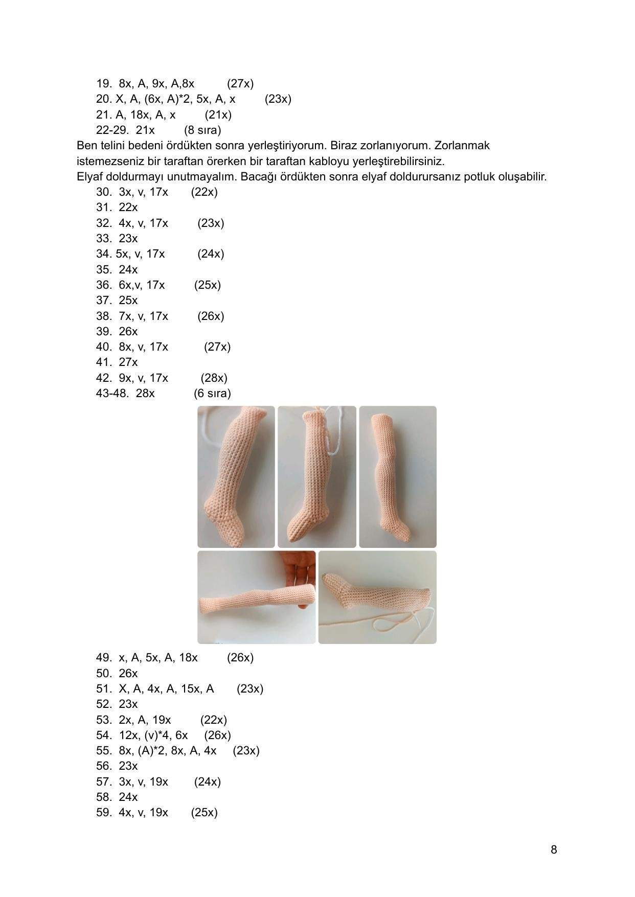 Sơ đồ móc len búp bê Kìraz với chó con, mặc áo đỏ quần xanh