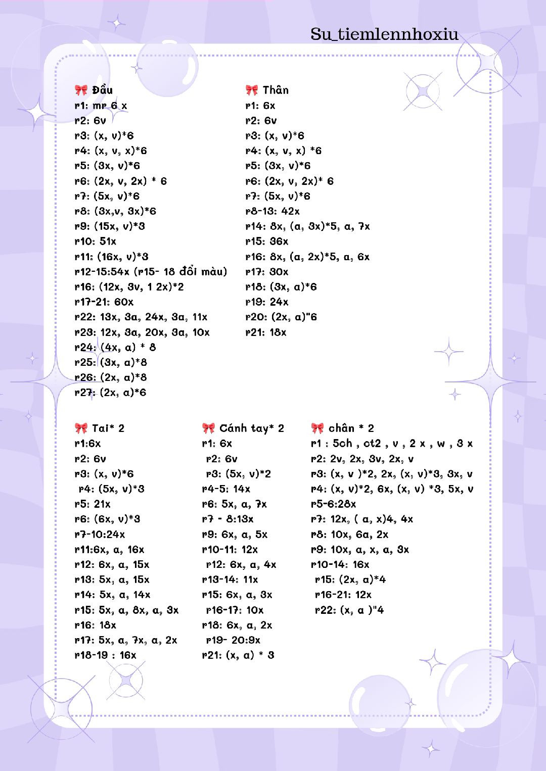 Sơ đồ móc len búp bê thỏ màu xanh pastel