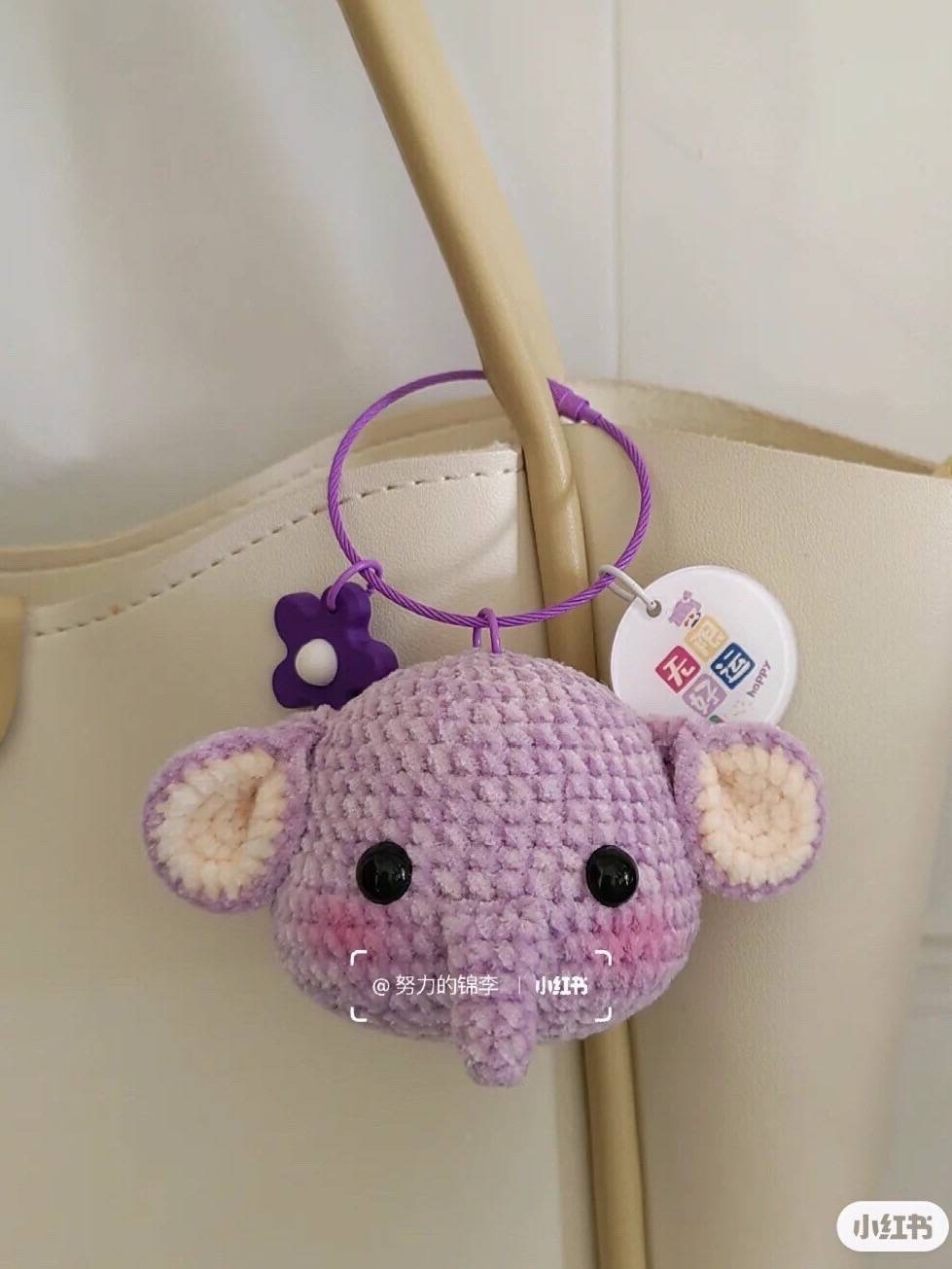 Sơ đồ móc len đầu voi tím dễ thương