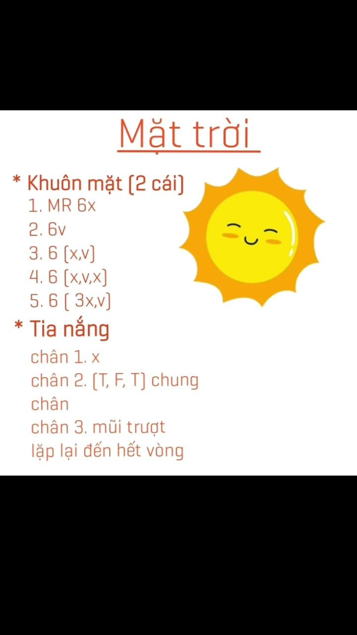 Sơ đồ móc len mặt trời và trái đất dễ thương