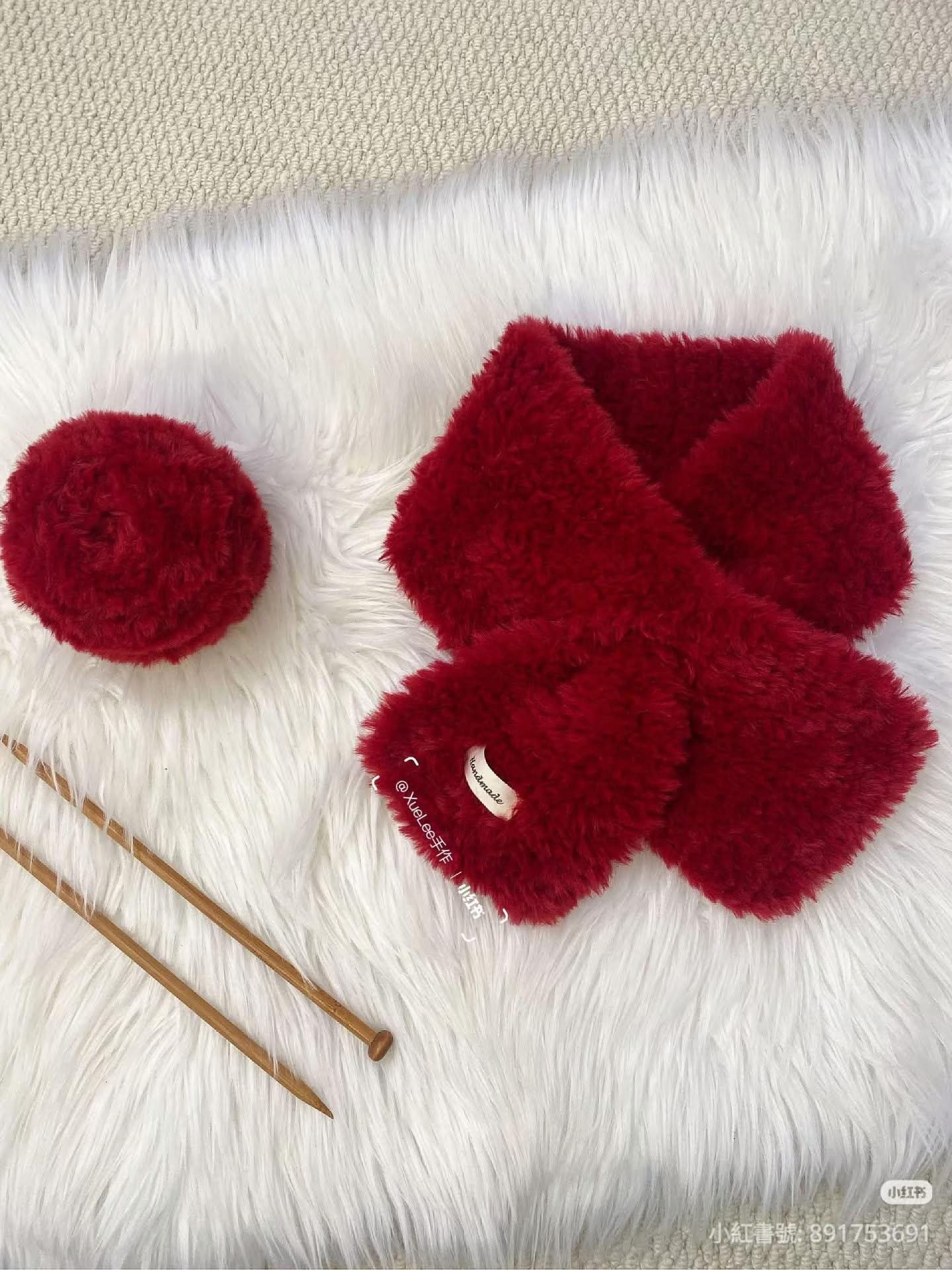 Soft Faux Fur Knitted Scarf Pattern with Bow Detail