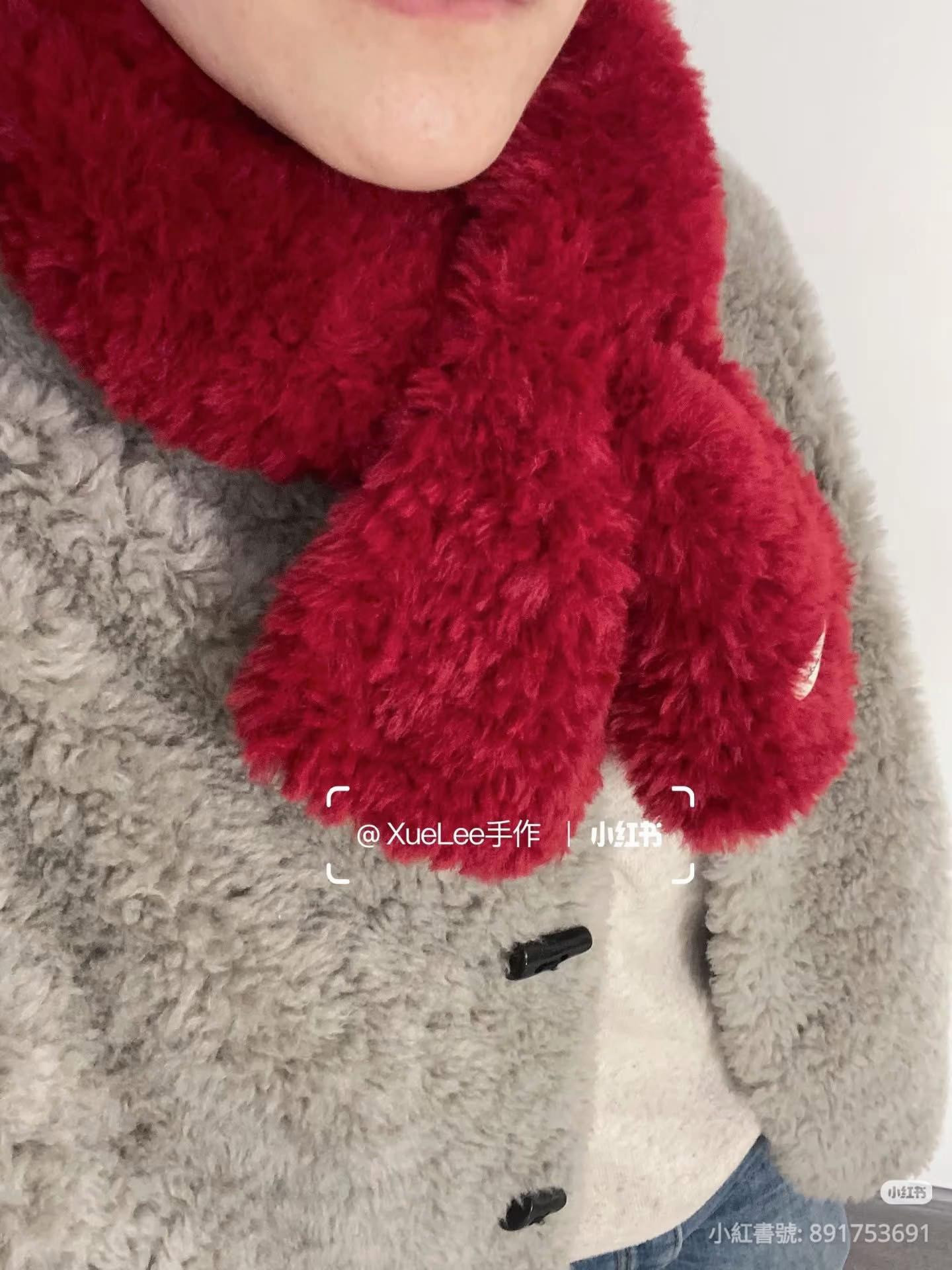 Soft Faux Fur Knitted Scarf Pattern with Bow Detail