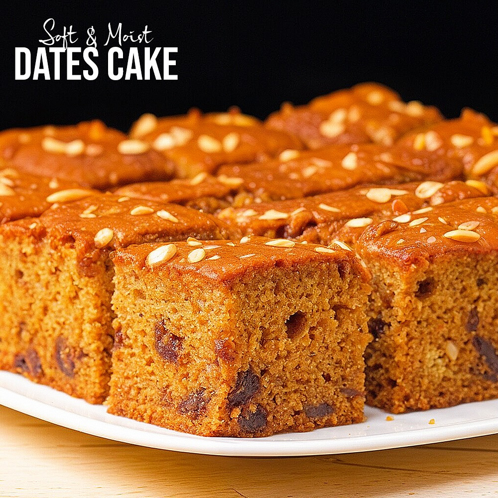 Soft & Moist Dates Cake Recipe | Super Moist Bakery-Style with Cashews