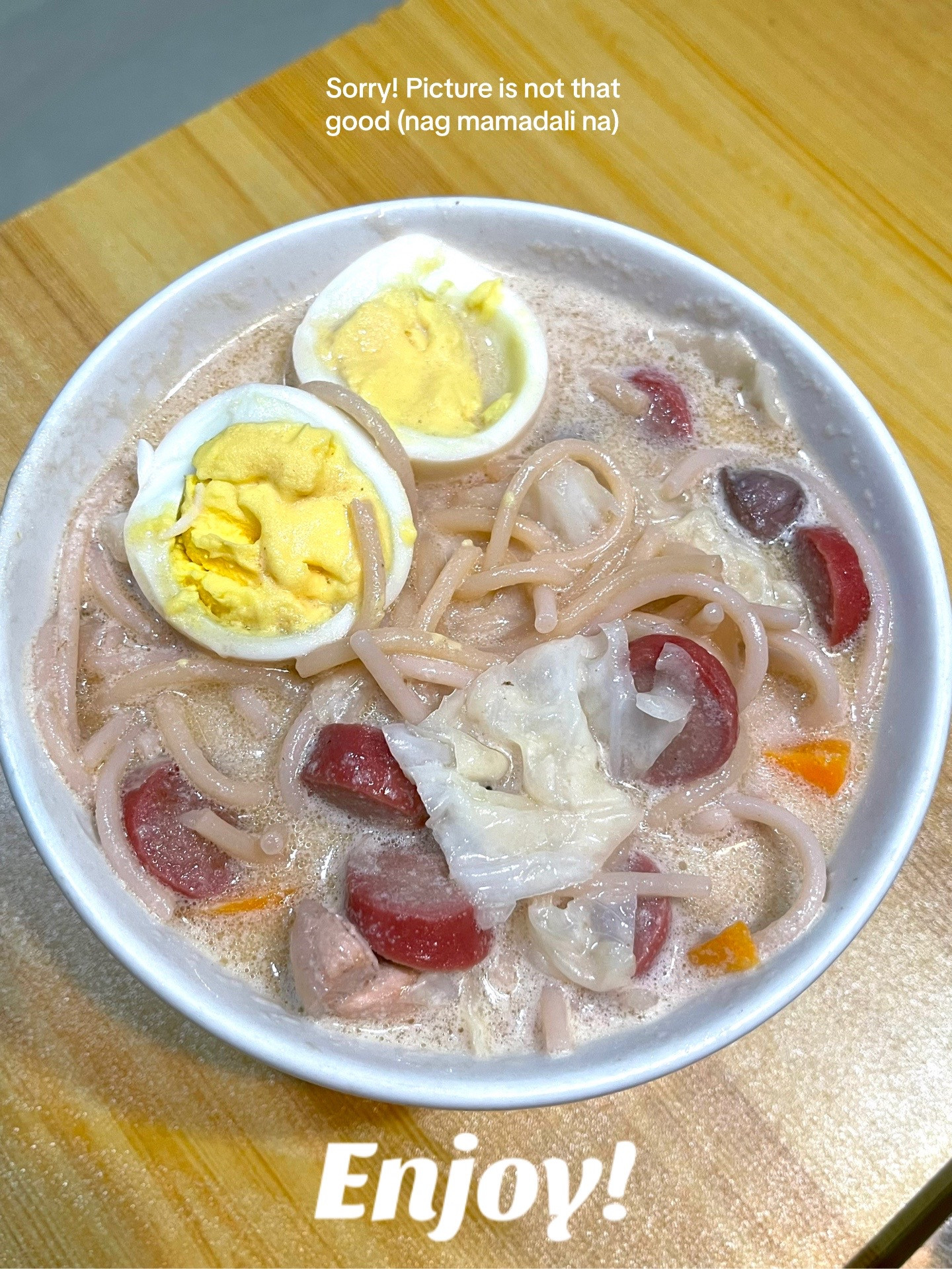 Sopas: Creamy Filipino Noodle Soup with Chicken, Liver, Sausage, and Hard-Boiled Eggs