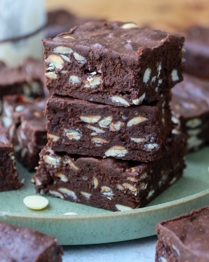 Sourdough Discard Triple Chocolate Brownies with White Chips