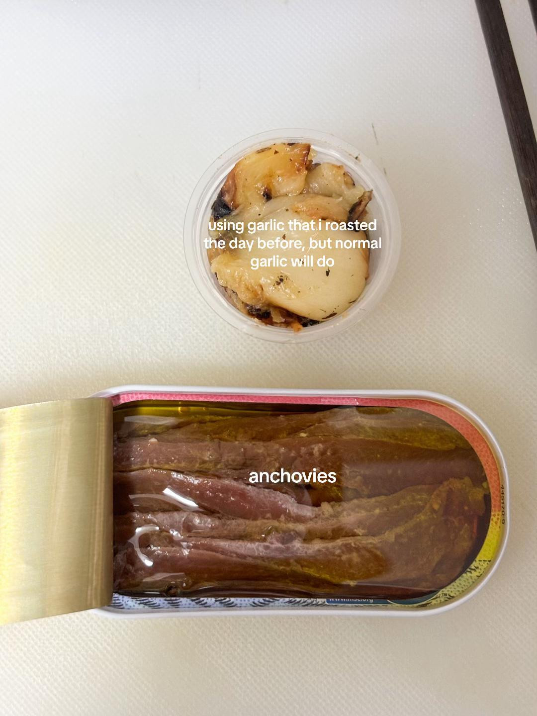 Spicy Anchovy Pasta with Roasted Garlic, Chilli Flakes and Parsley