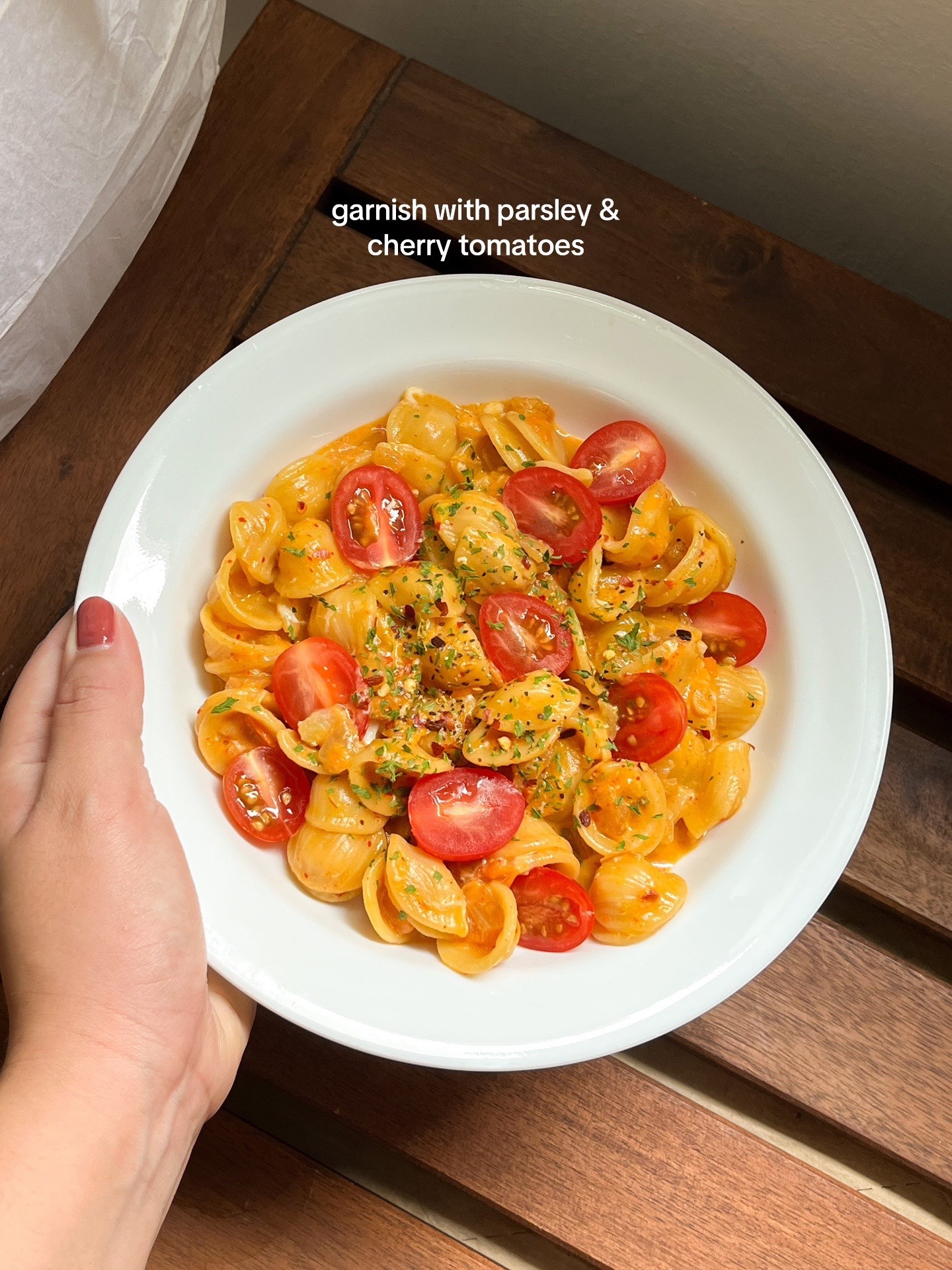 Spicy Tomato Cream Pasta Recipe: Diced onions, garlic, tomatoes