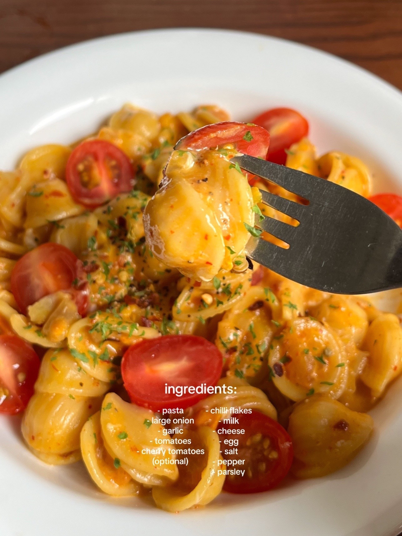 Spicy Tomato Cream Pasta Recipe: Diced onions, garlic, tomatoes