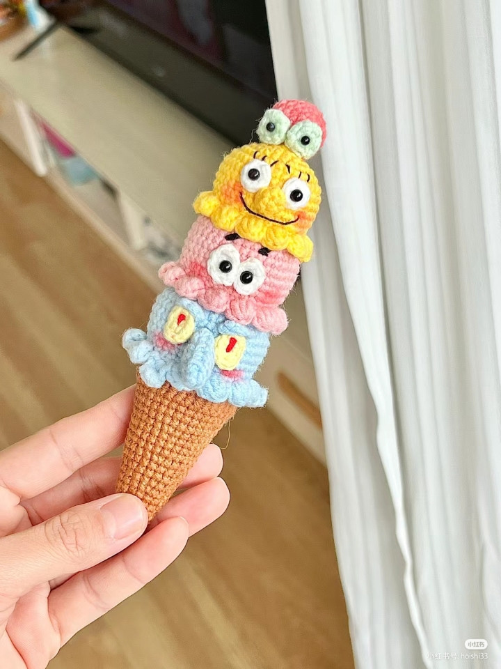 SpongeBob Ice Cream Cone Amigurumi Crochet Chart Pattern