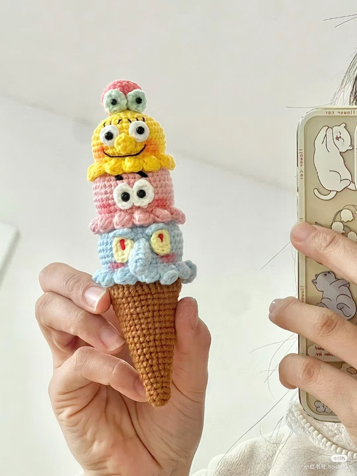 SpongeBob Ice Cream Cone Amigurumi Crochet Chart Pattern