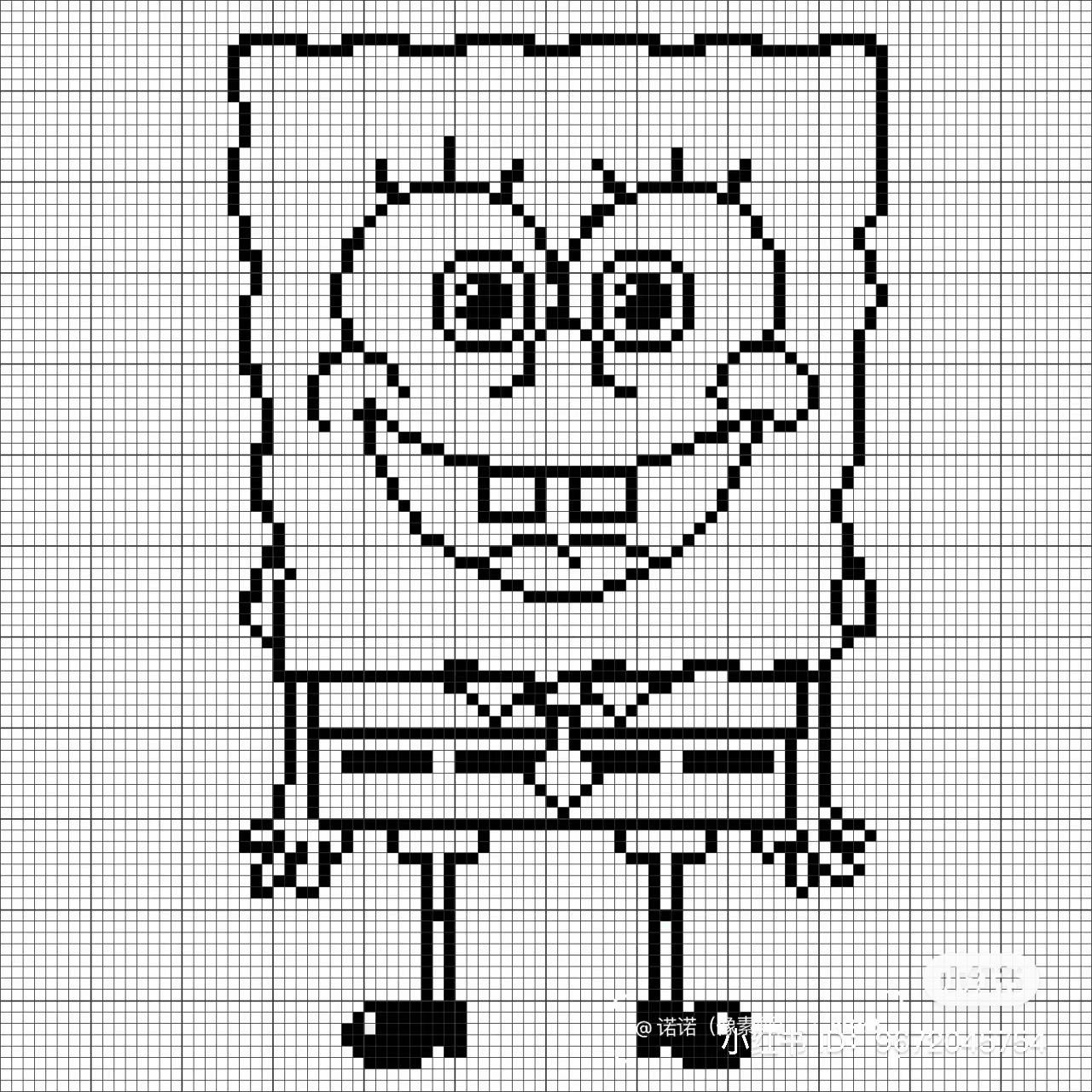 SpongeBob SquarePants Pixel Chart Pattern for Crochet or Cross Stitch