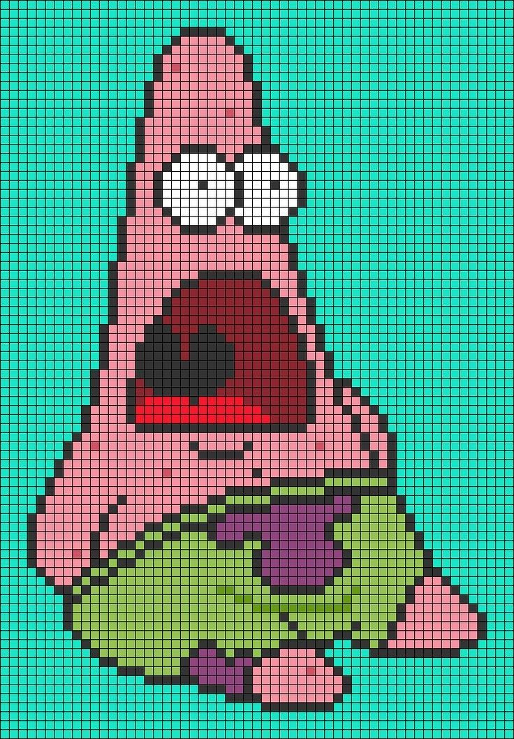SpongeBob SquarePants Tapestry Crochet Pixel Charts: SpongeBob, Patrick Star, Squidward Tentacles, Sandy Cheeks and Garry