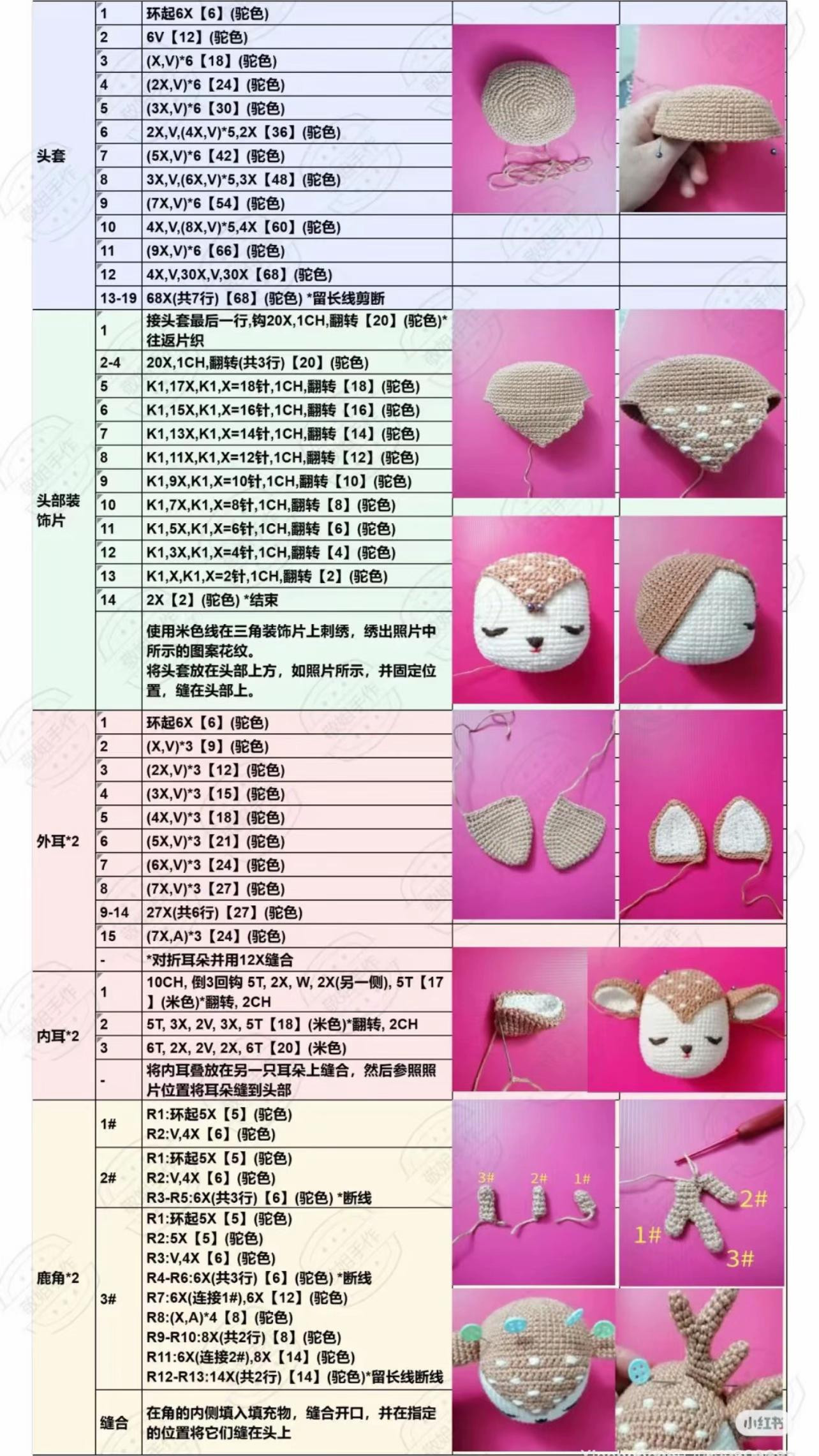 Spring Deer Amigurumi Doll with Embroidered Cape and Bunny