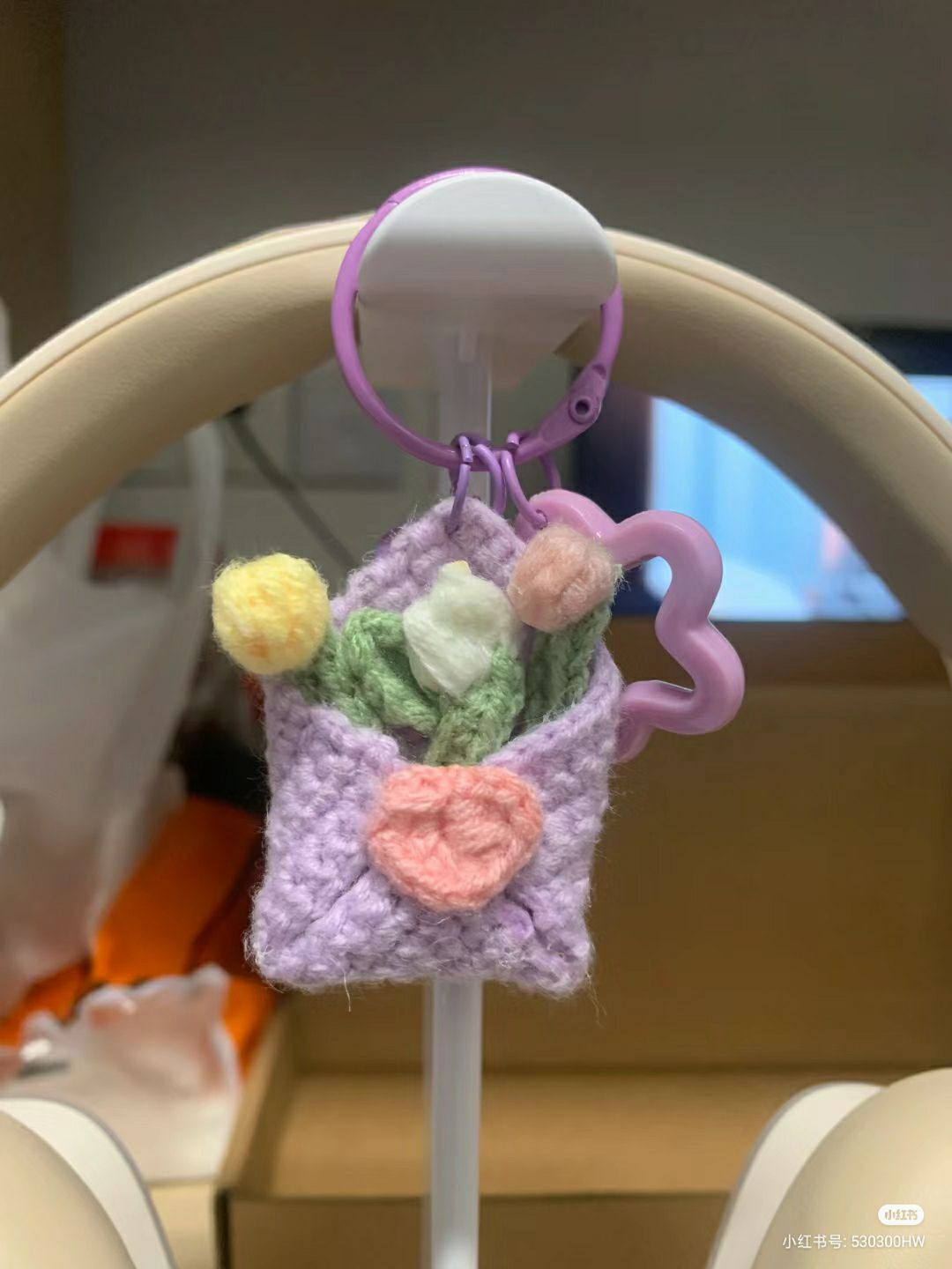 Spring Letter Crochet Pattern: Purple Tulip Bouquet Bag Keychain