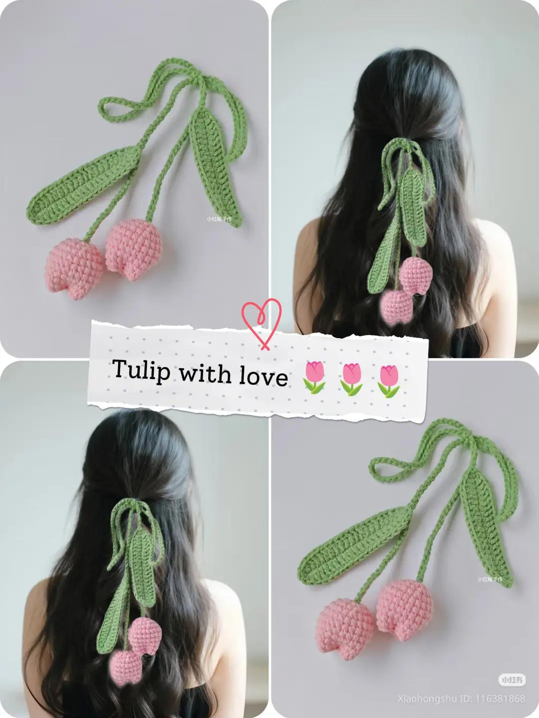 Spring Tulip Crochet Hair Tie Pattern