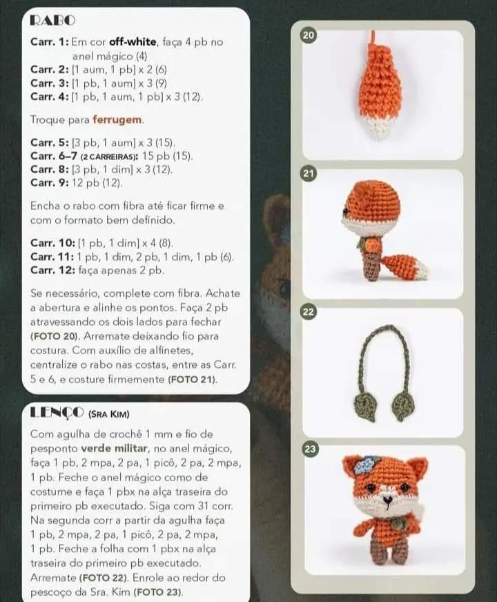 Sr e Sra Kim - Tutorial Completo de Crochê para Casais Raposa Amigurumi com Materiais e Abreviações