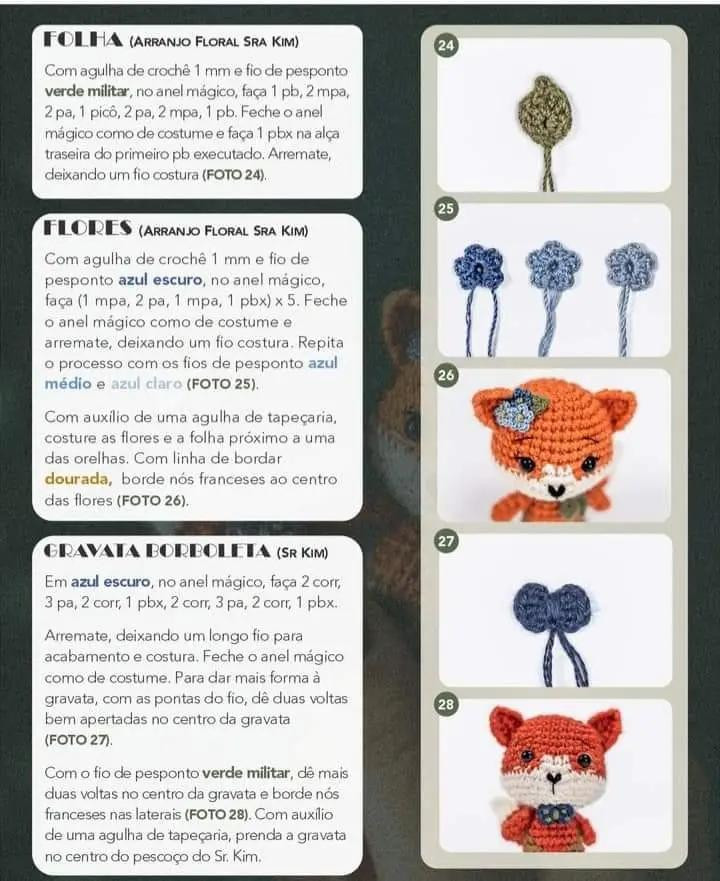 Sr e Sra Kim - Tutorial Completo de Crochê para Casais Raposa Amigurumi com Materiais e Abreviações