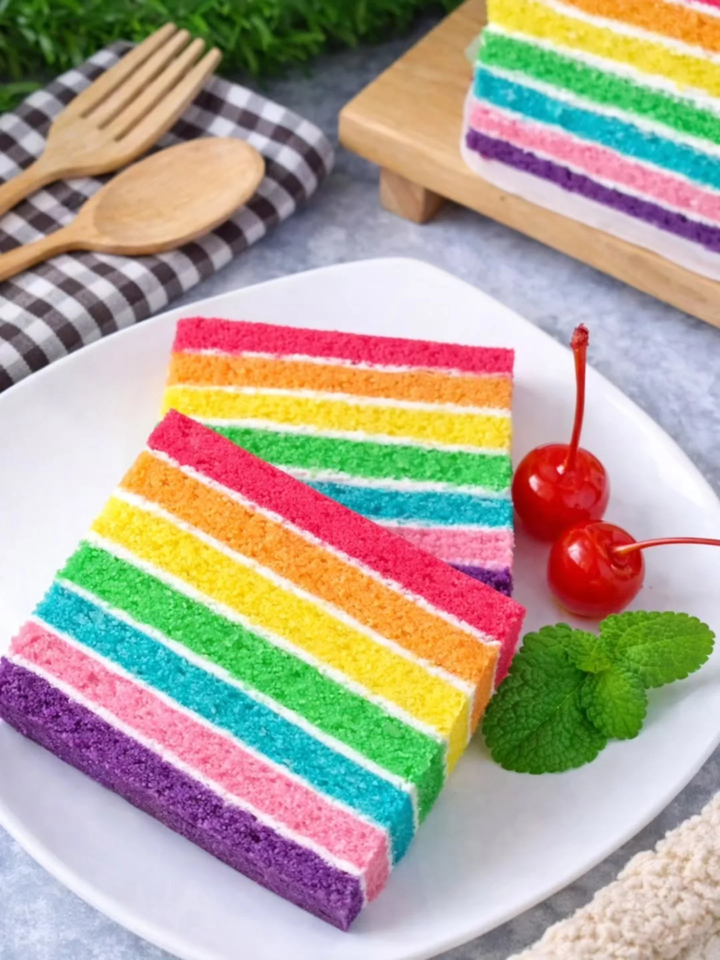 Steamed Rainbow Cake Recipe: Colorful Layered Dessert with Buttercream