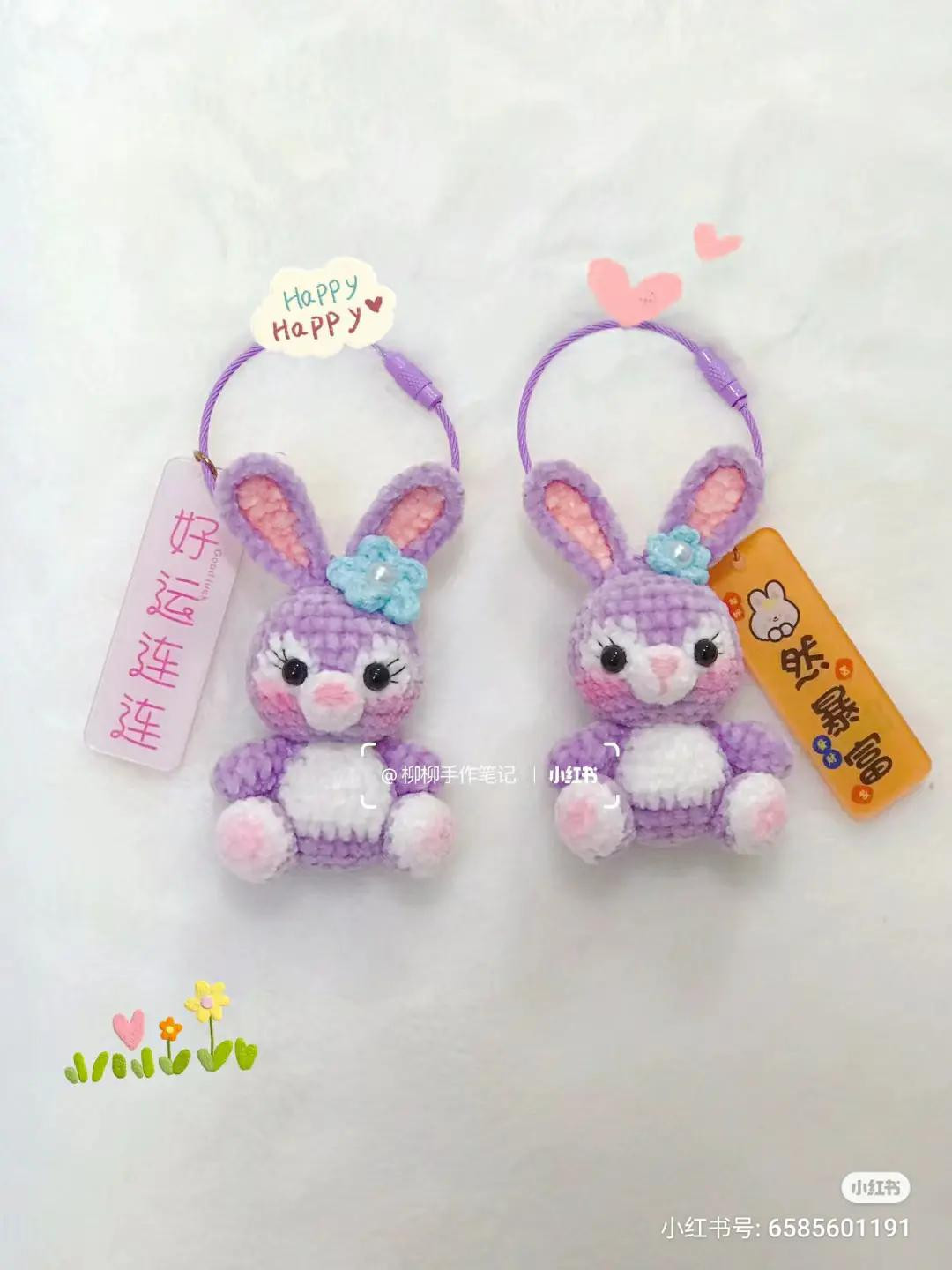 StellaLou Amigurumi Crochet Pattern Chart - Purple Bunny Keychain Tutorial with Detailed Instructions