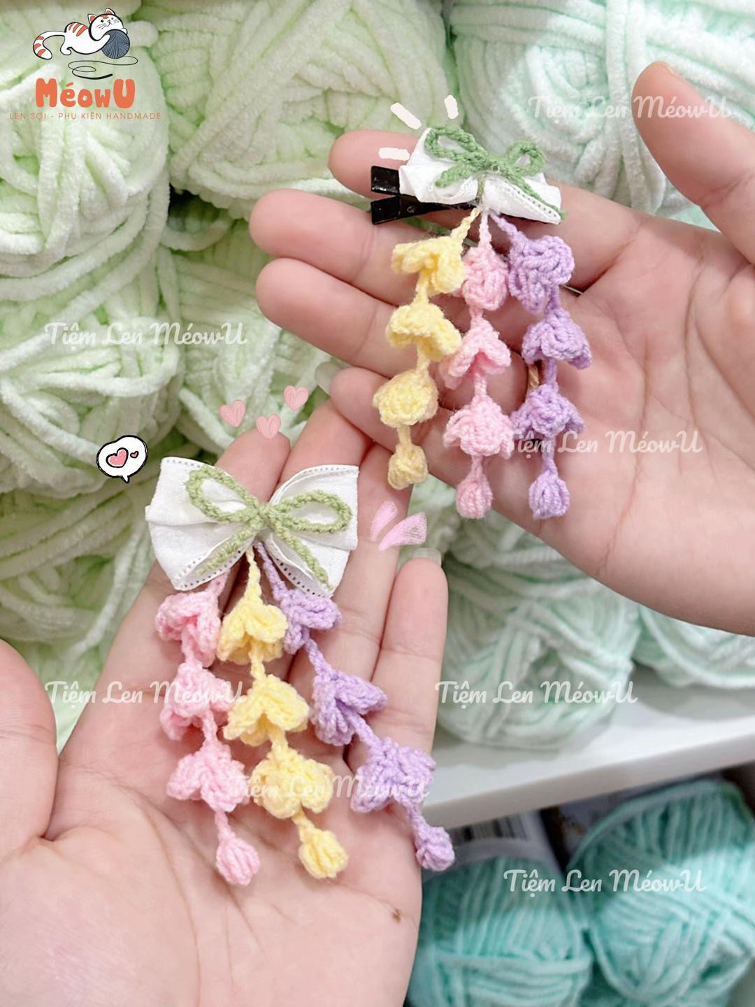 Step-by-step Crochet Tutorial for Hanging Flower Hair Clips
